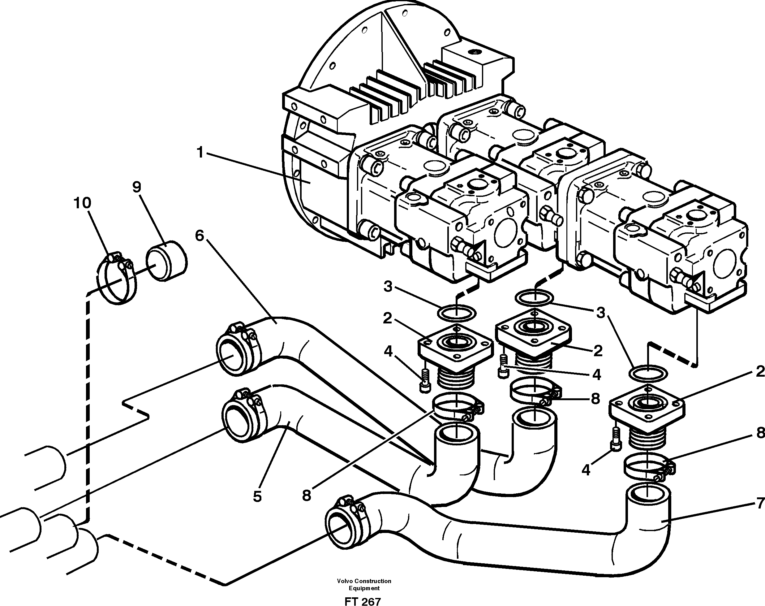 Hydraulic system suction lines — volvo parts diagram
