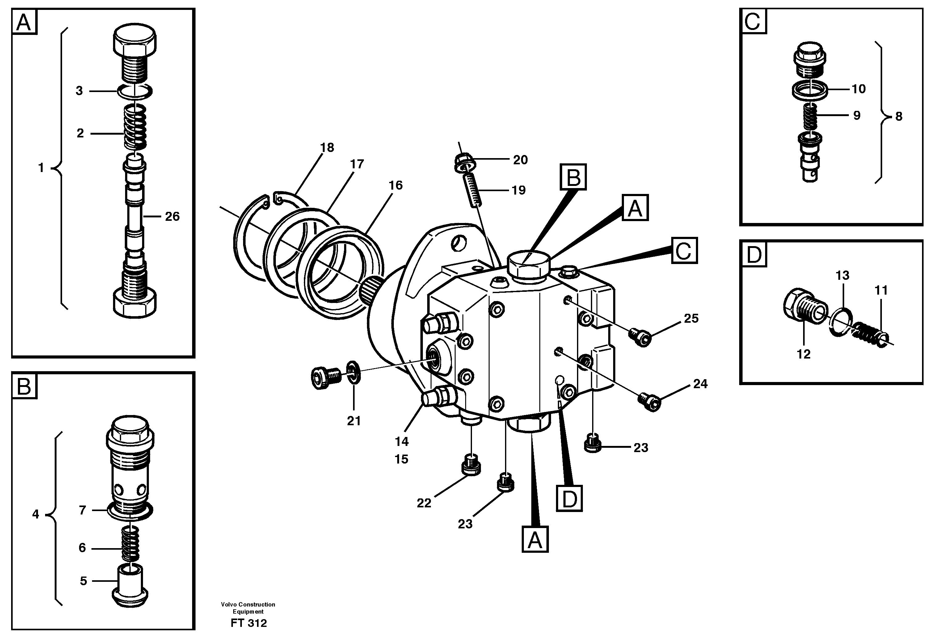 Hydraulic motor, travel — volvo parts diagram