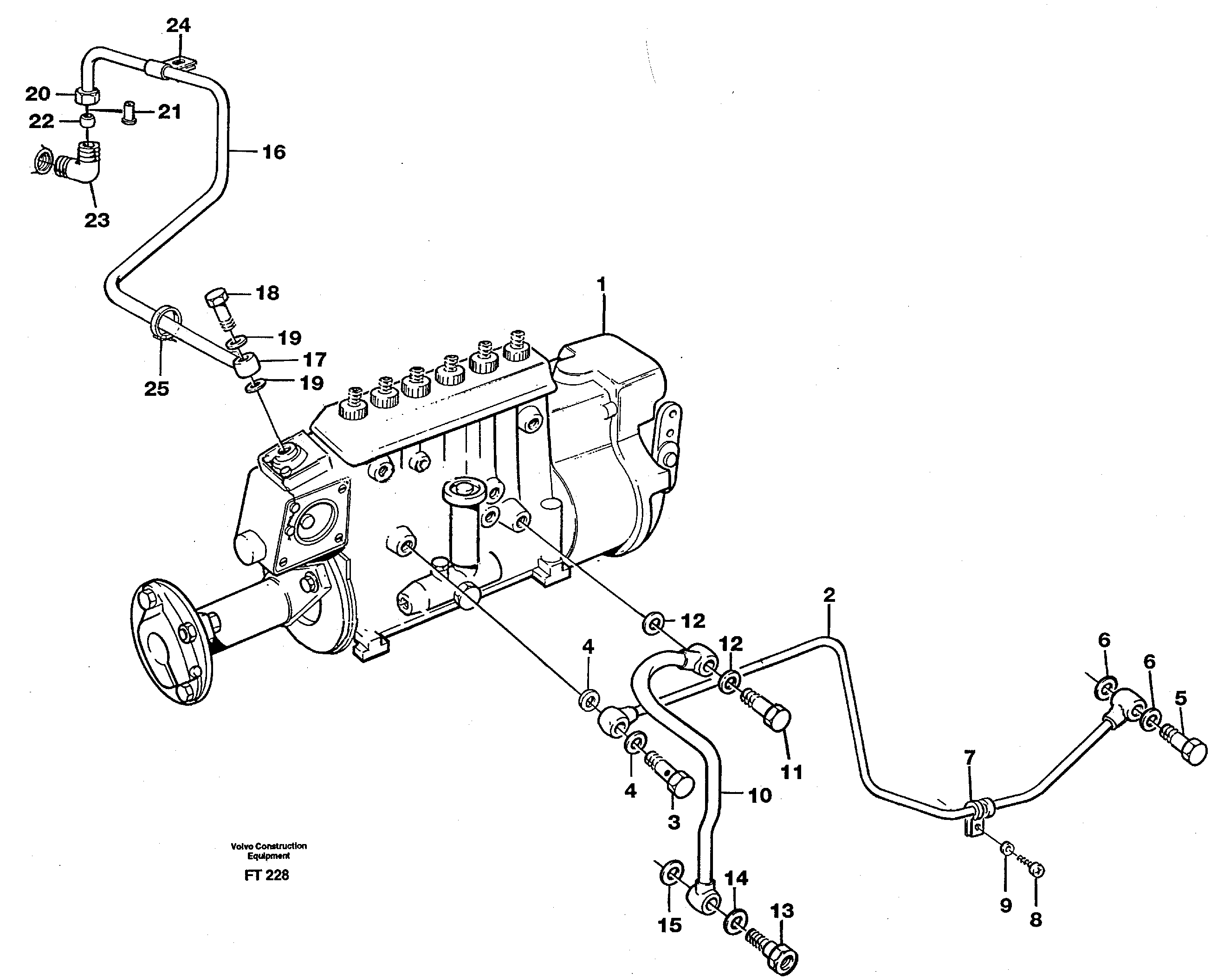 Injection pump: lubricating pipe — volvo parts diagram