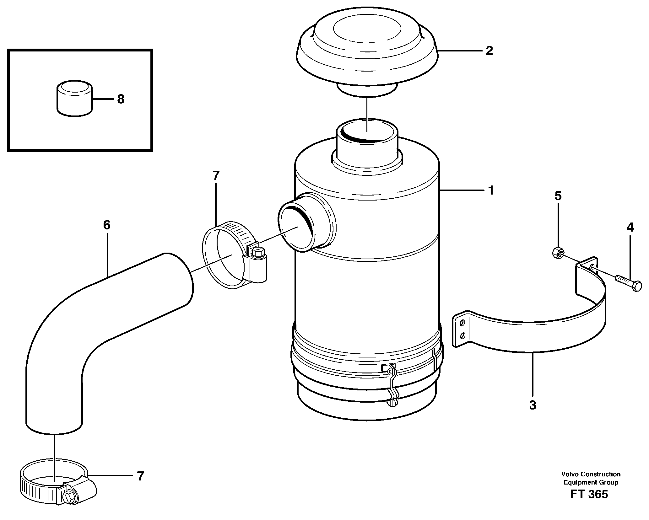 Oil bath filter  14302876 — volvo parts diagram
