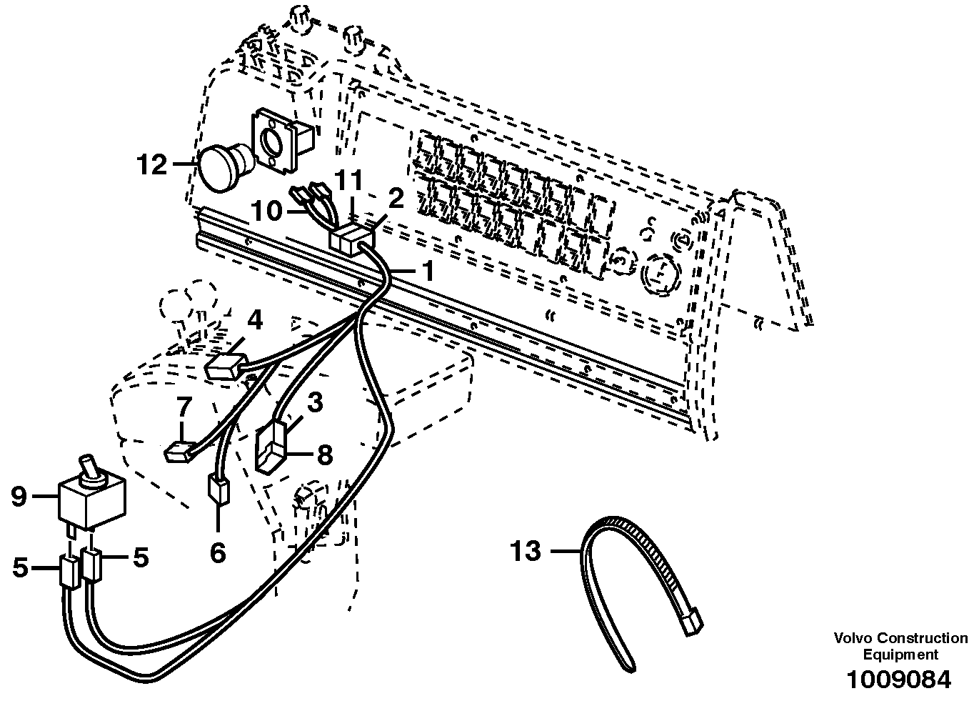 Cable harness, detent, 3rd hydraulic function  80098 — volvo parts diagram