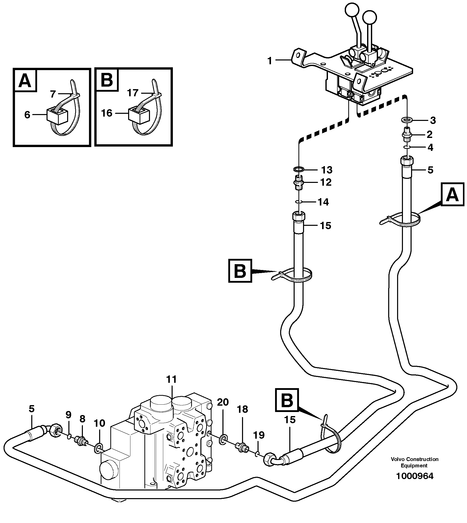Servo - hydraulic, control lines, lift — volvo parts diagram