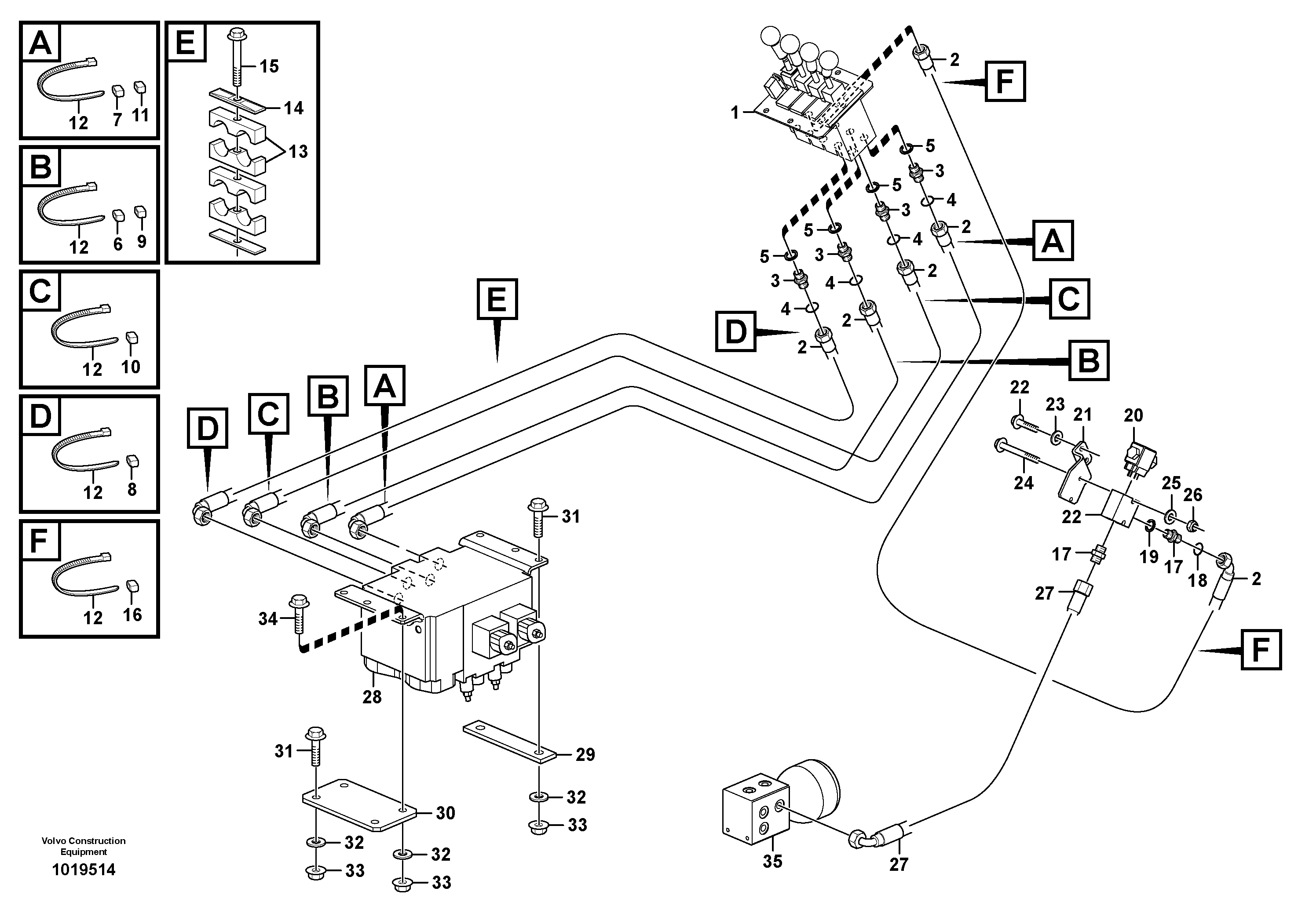 Servo - hydraulic. 3rd and 4th function.  80781, 82408 — volvo parts diagram