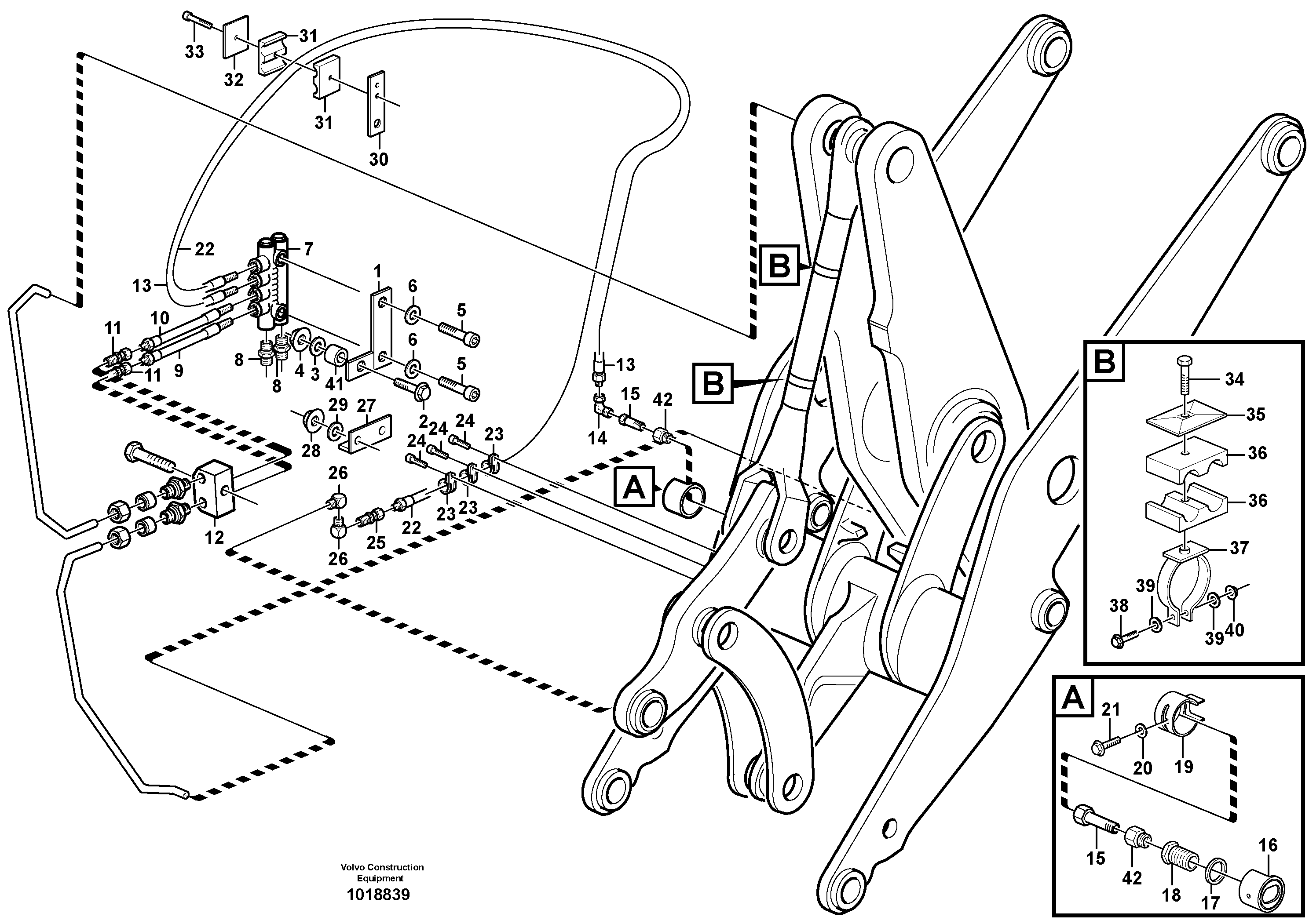 Central lubrication with fitting parts. B4  82143, 80928, 82601, 82600 — volvo parts diagram