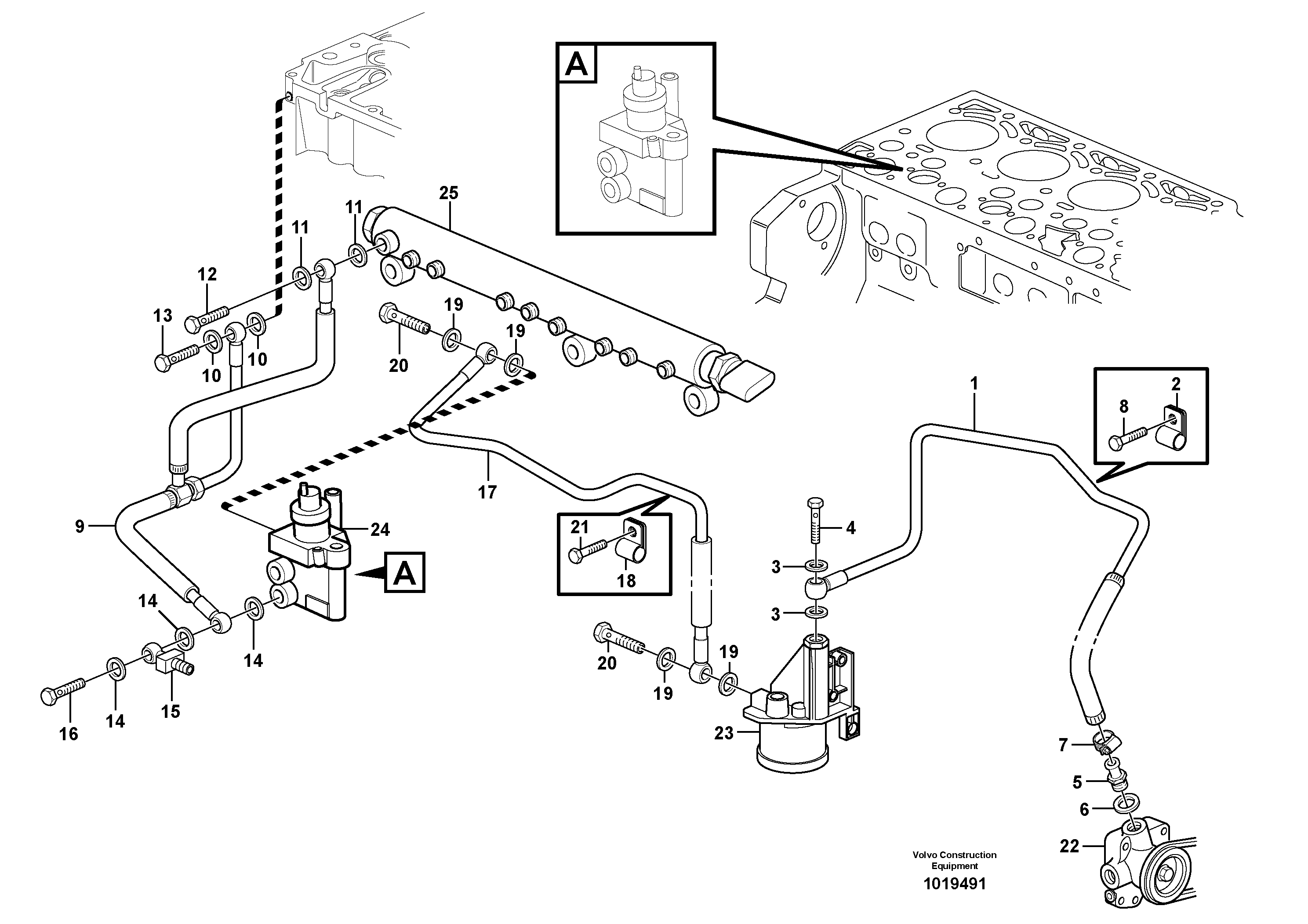 Fuel pipes, fuel pump — volvo parts diagram