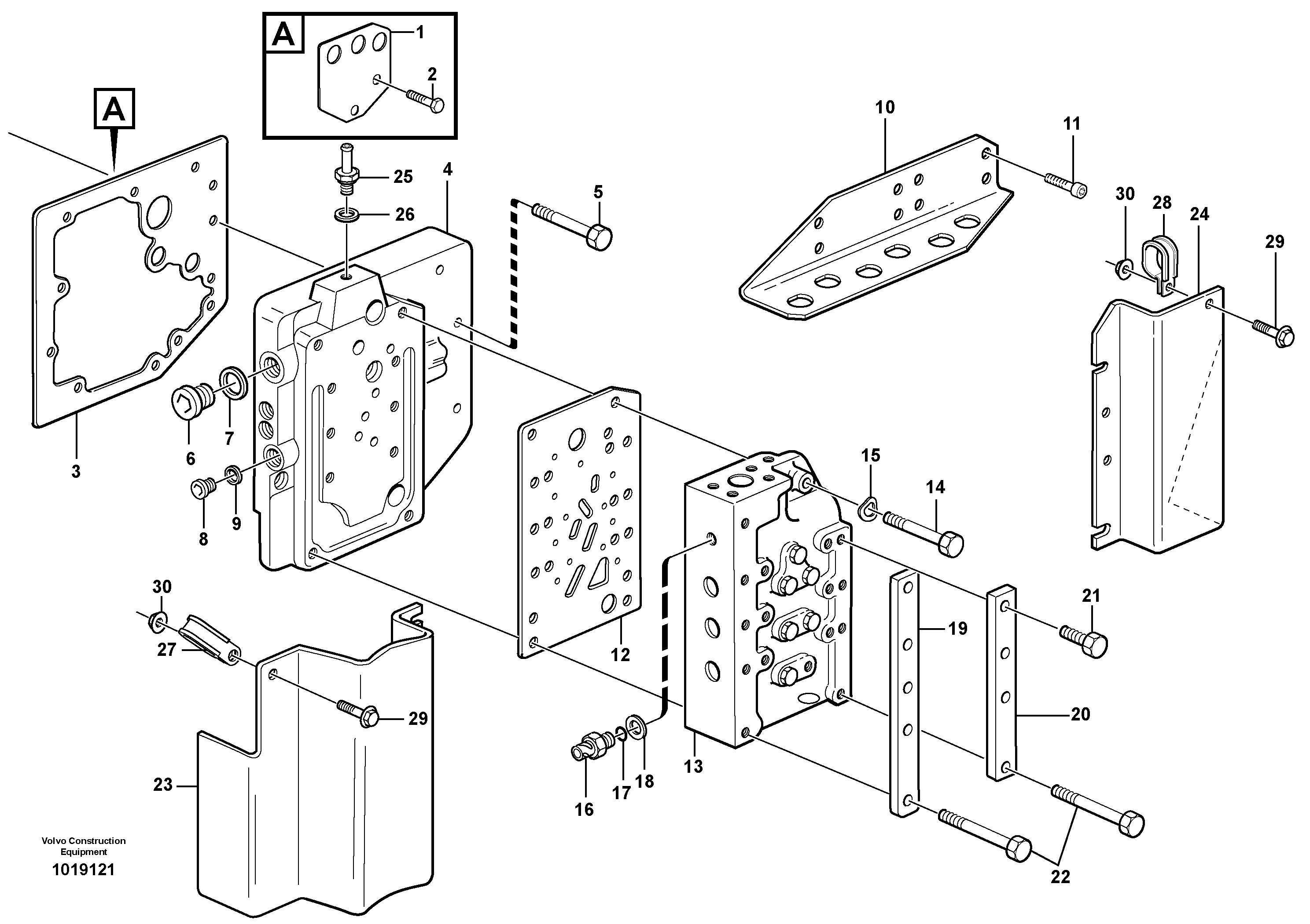 Range selector valve with fitting parts — volvo parts diagram