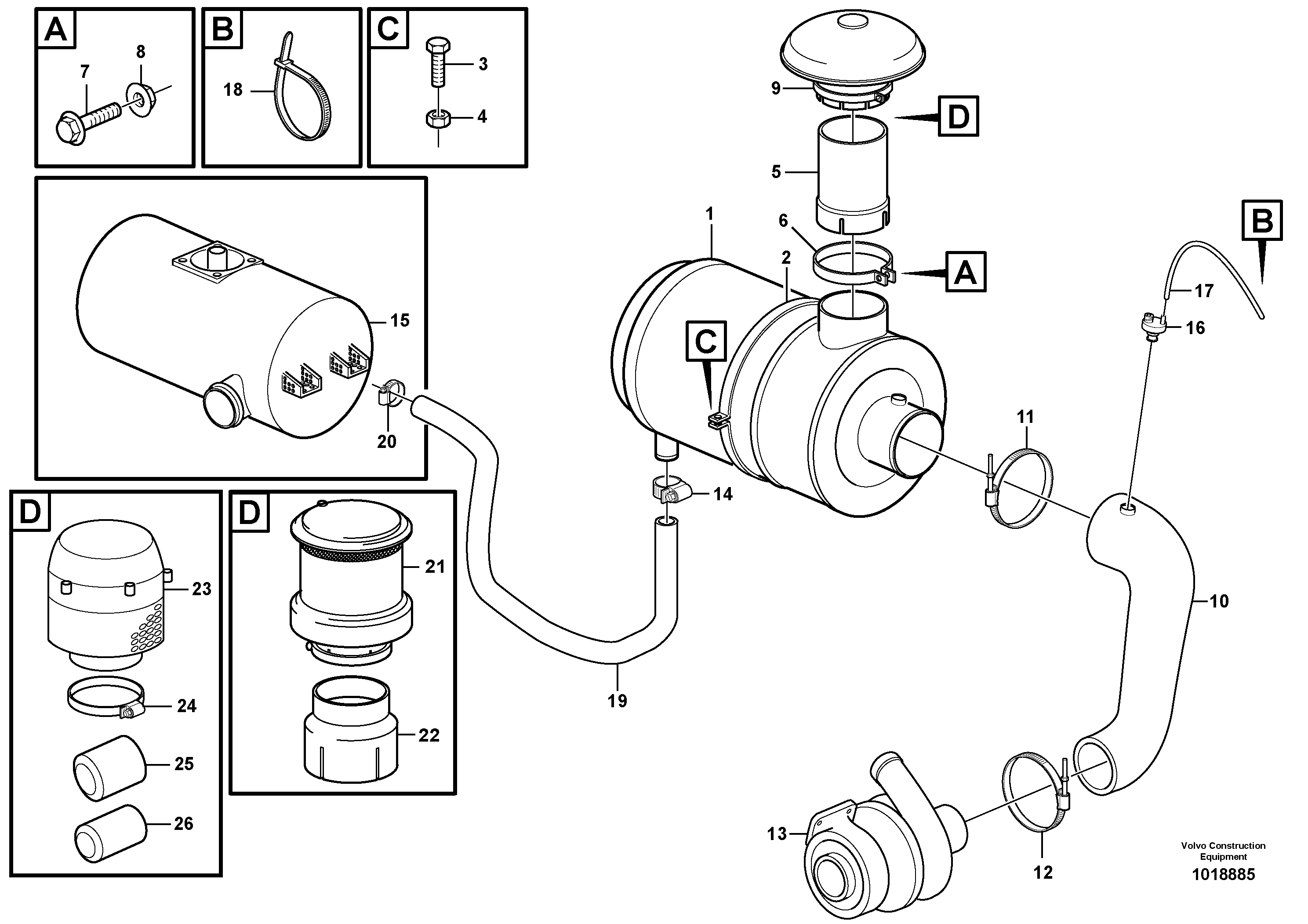 Air filter with fitting parts — volvo parts diagram