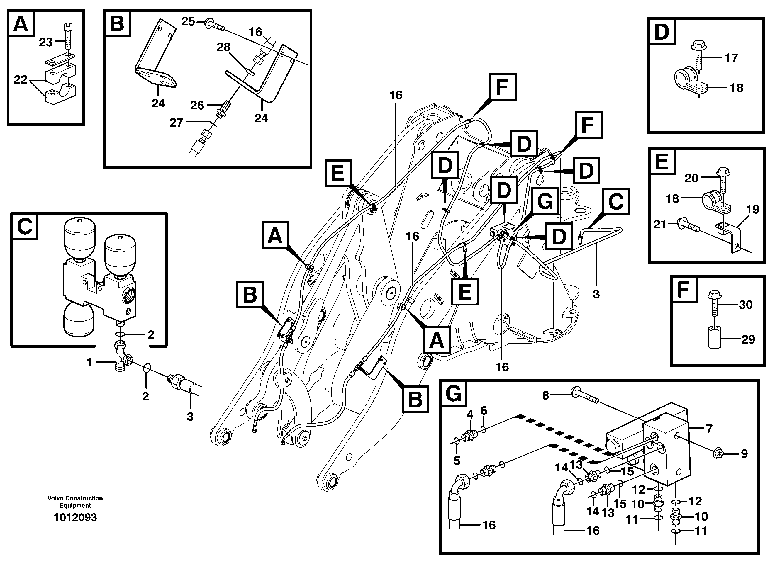 Hydraulic system for attachment bracket. — volvo parts diagram