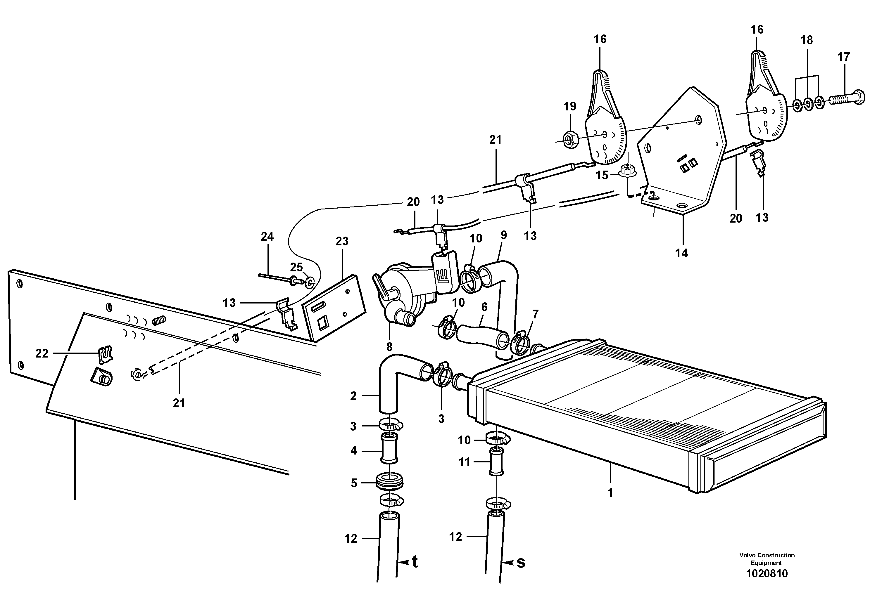 Radiator and control — volvo parts diagram