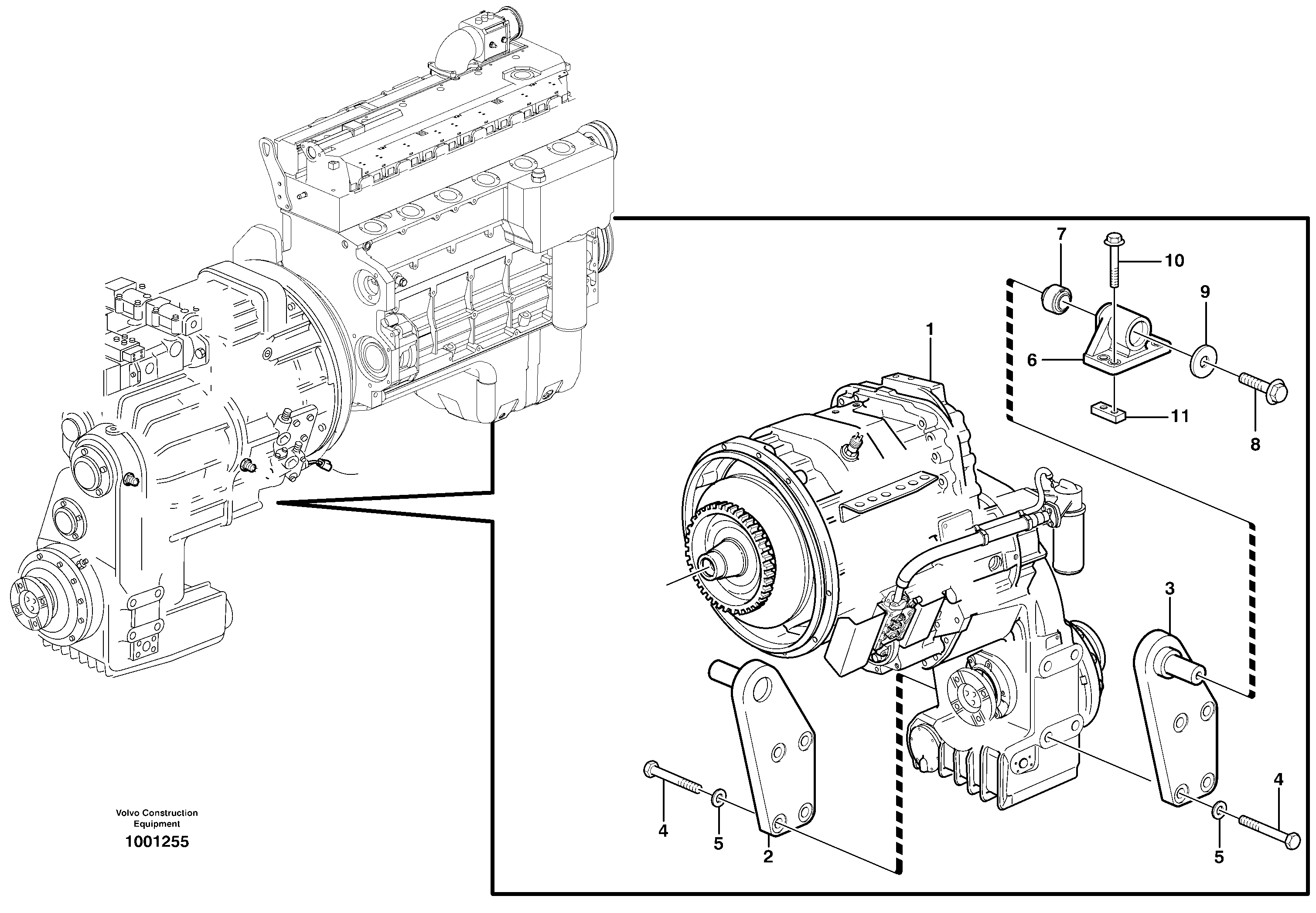 Gear box housing with fitting parts — volvo parts diagram