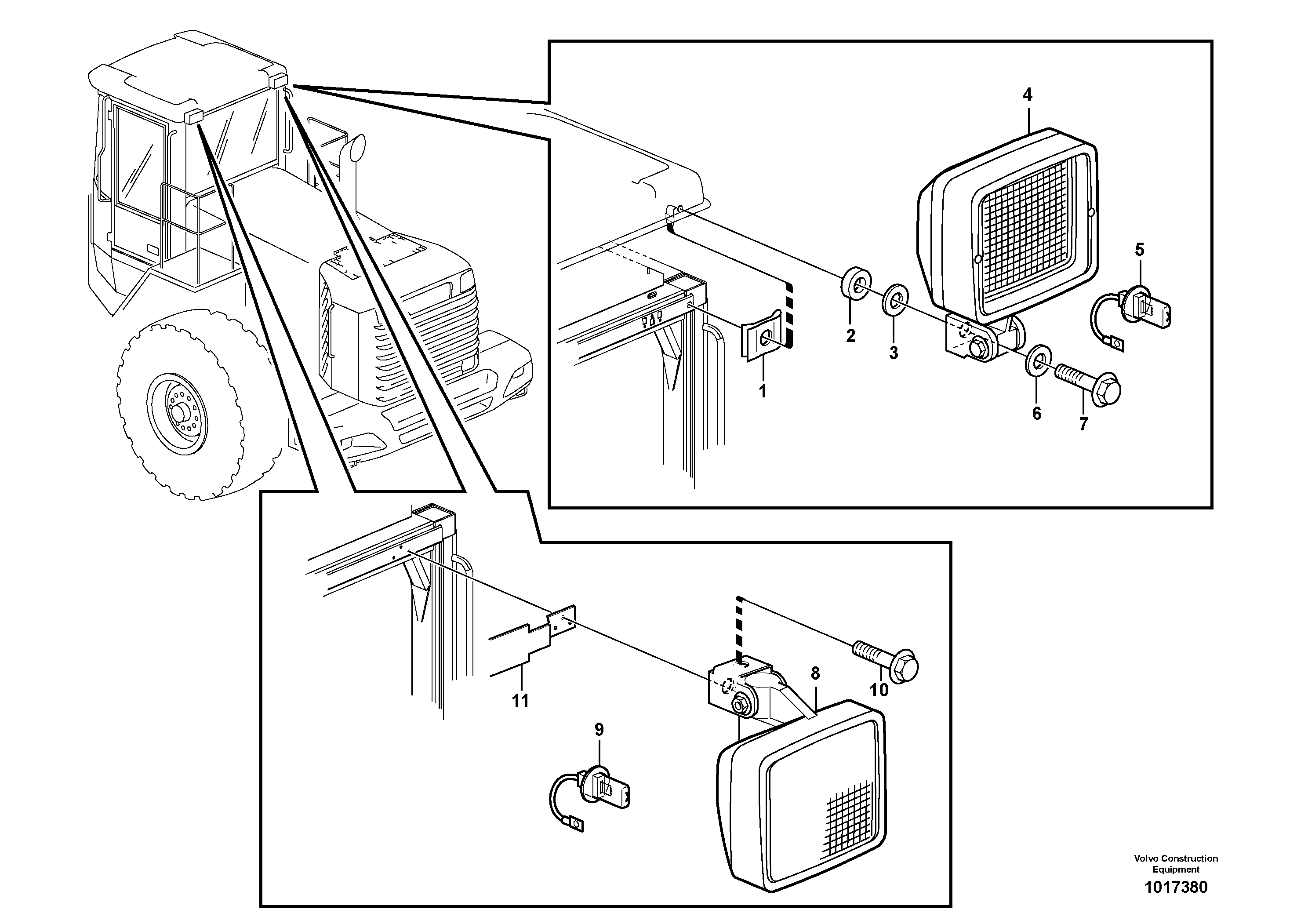 Work lights, rear. — volvo parts diagram