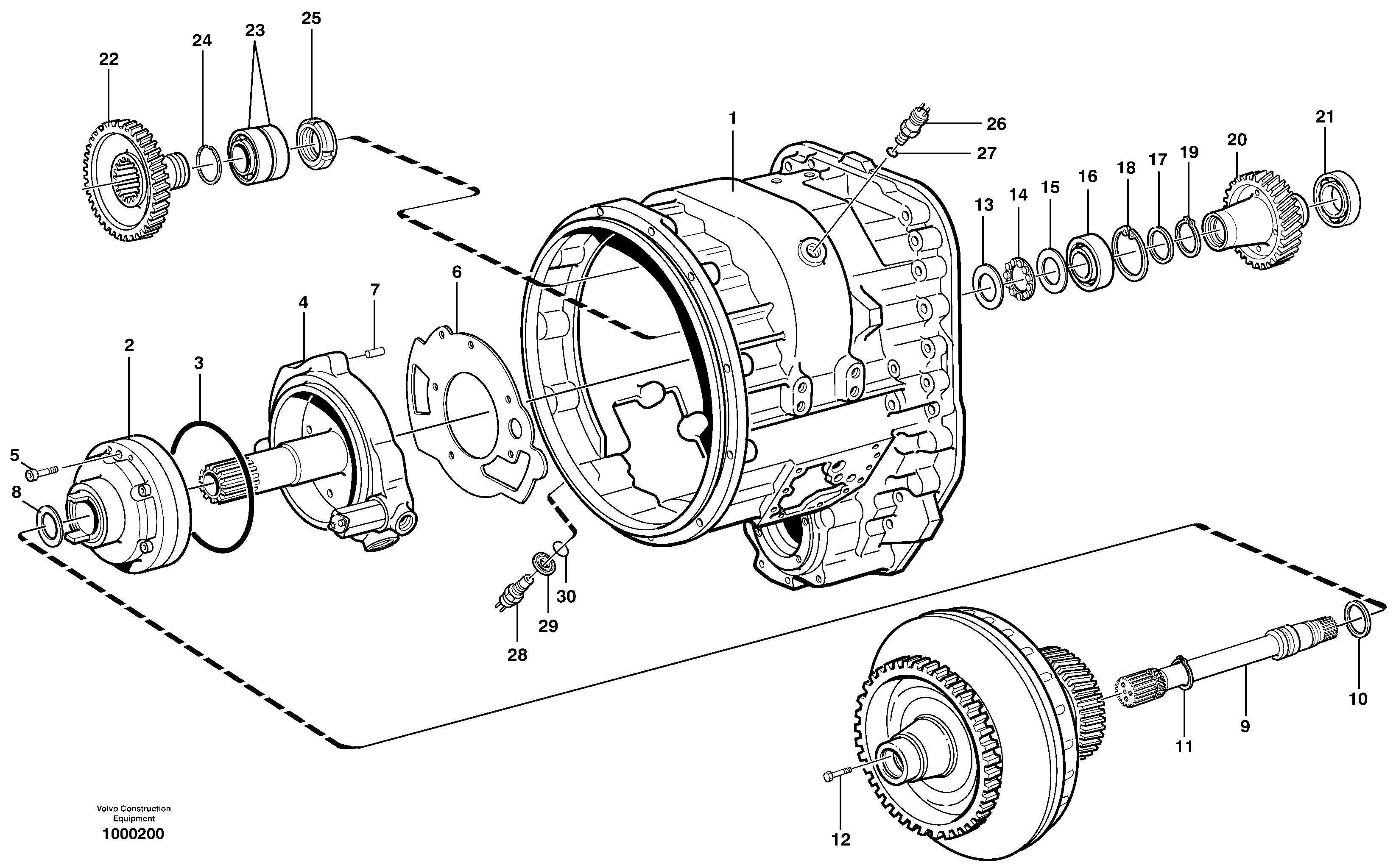 Converter housing, gears and shafts — volvo parts diagram