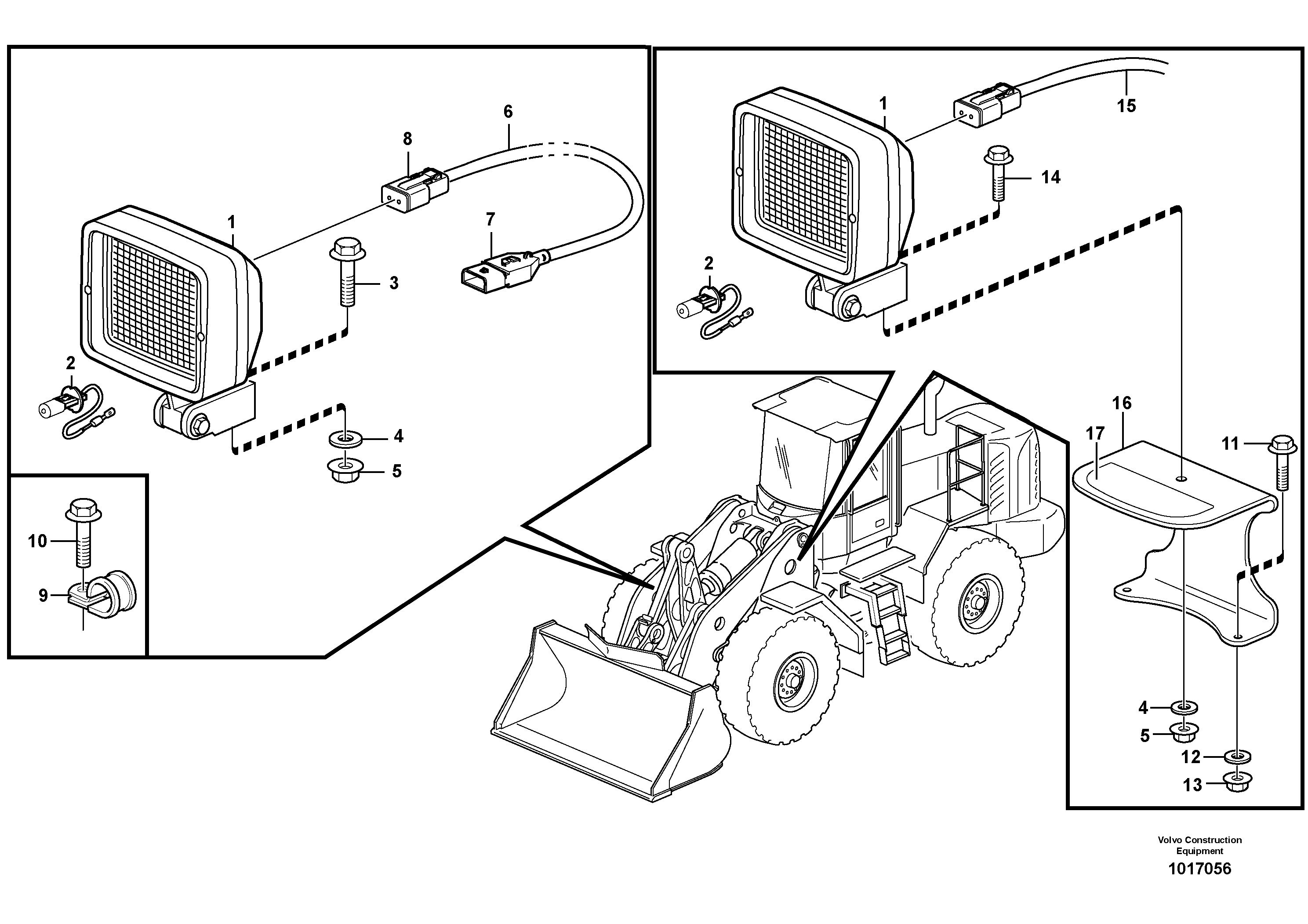 Work lights, front. — volvo parts diagram