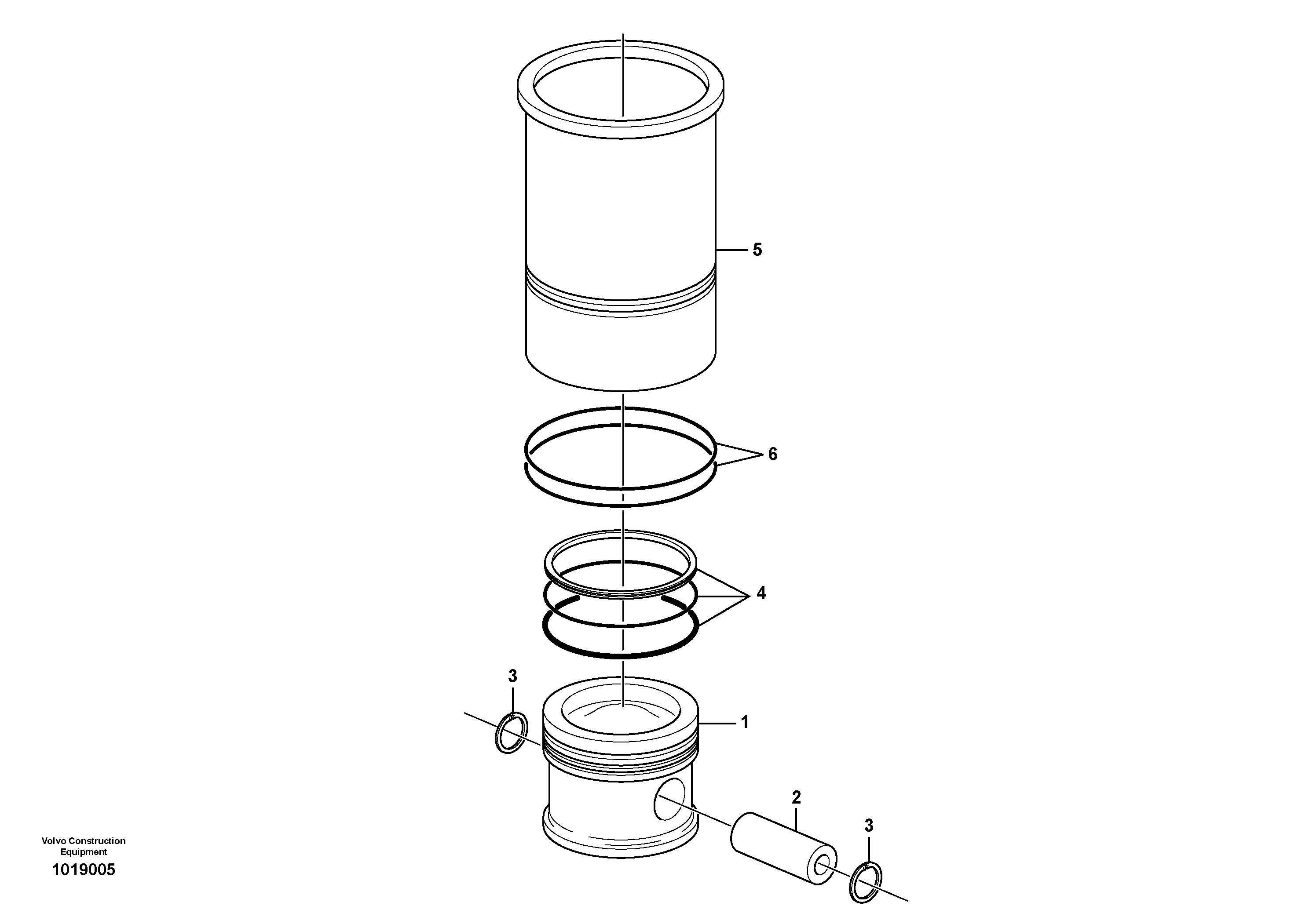 Cylinder liner and piston — volvo parts diagram