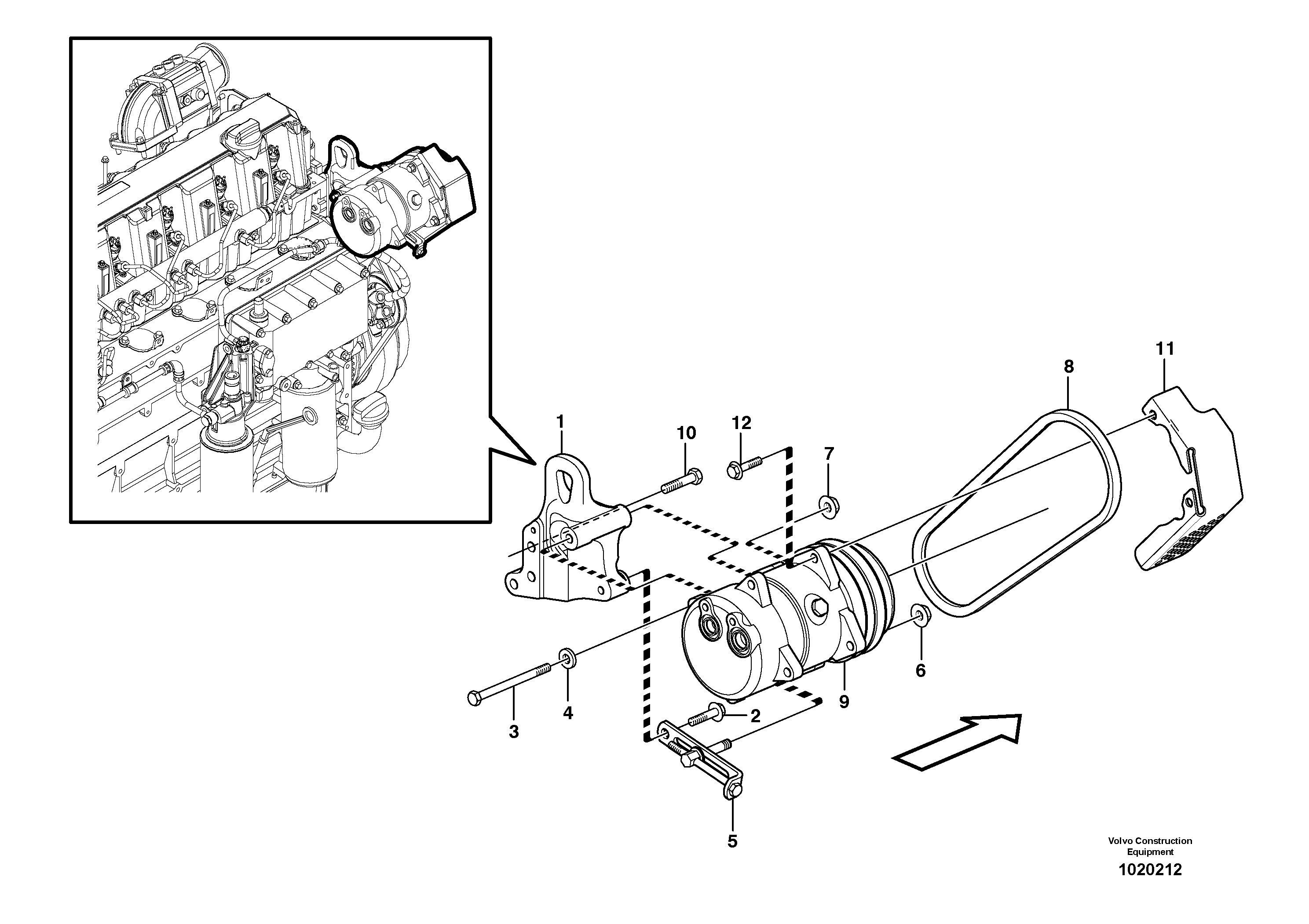 Compressor for cooling agent R134a with fitting parts. — volvo parts diagram