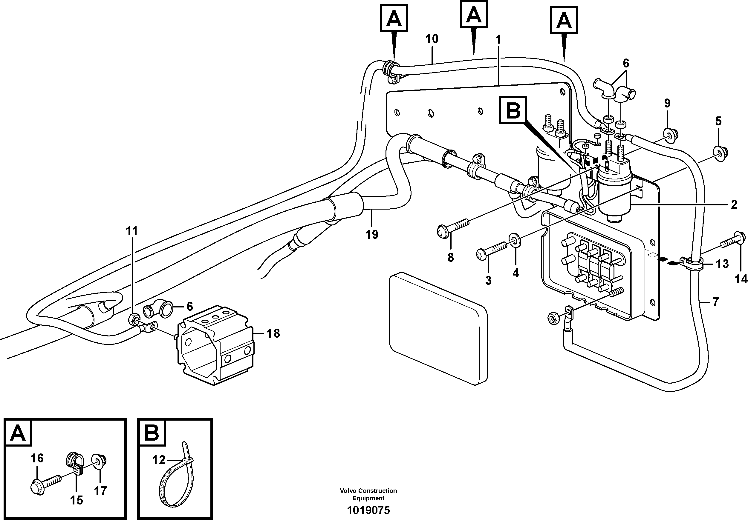 Pre-heater with fitting parts — volvo parts diagram