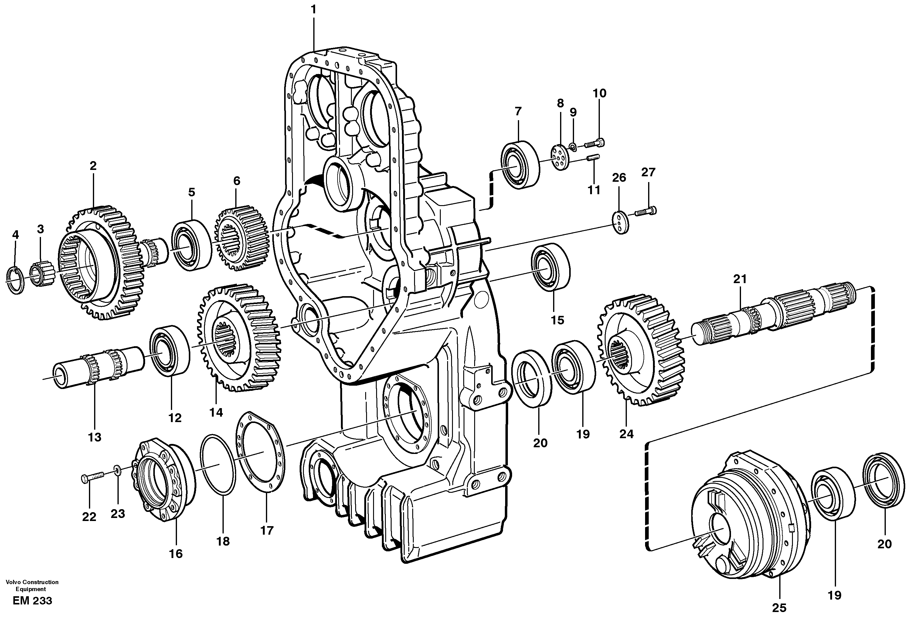 Transfer case, gears and shafts — volvo parts diagram
