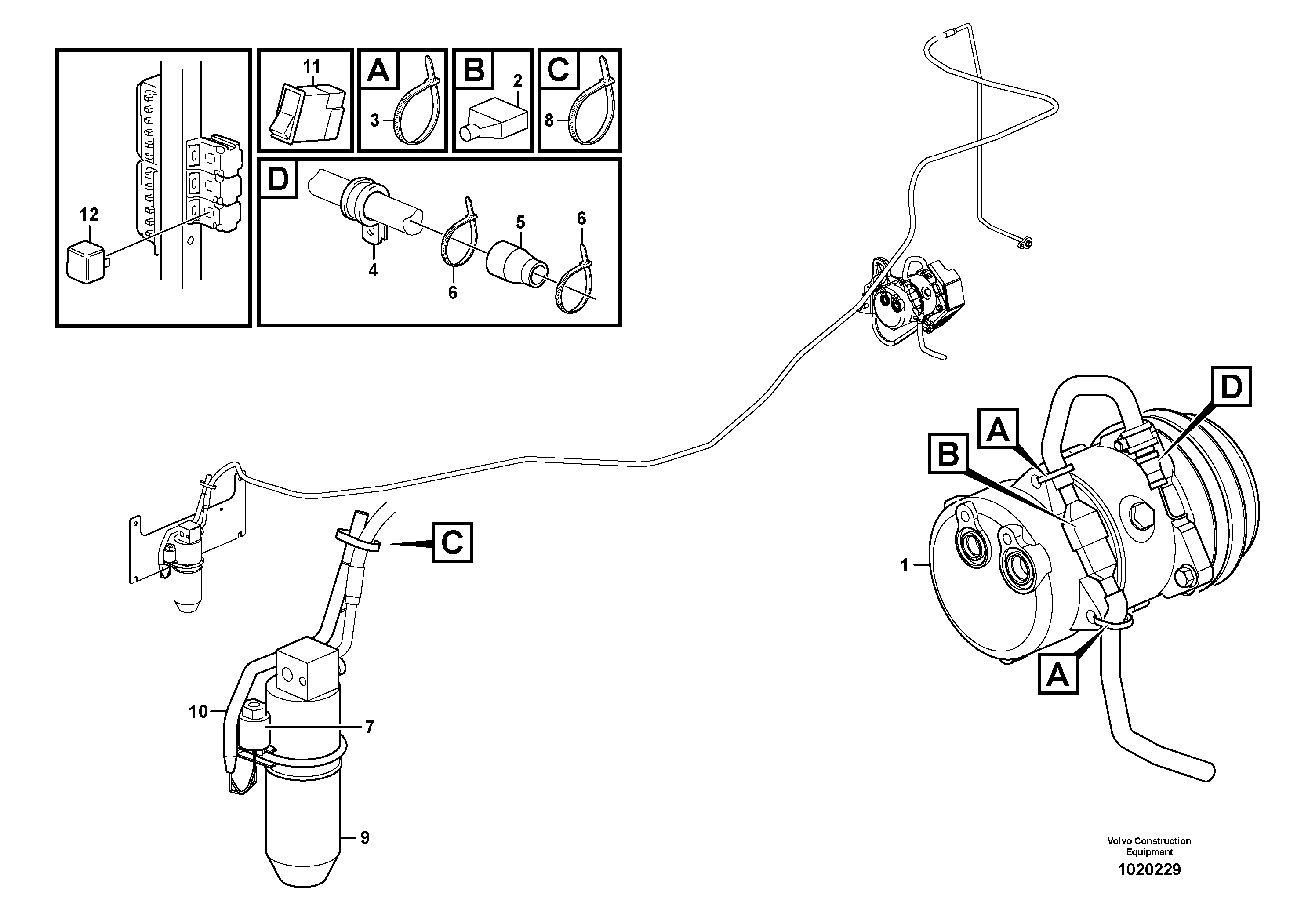 Cable harness, compressor  82982, 82979, 82983, 82980 — volvo parts diagram