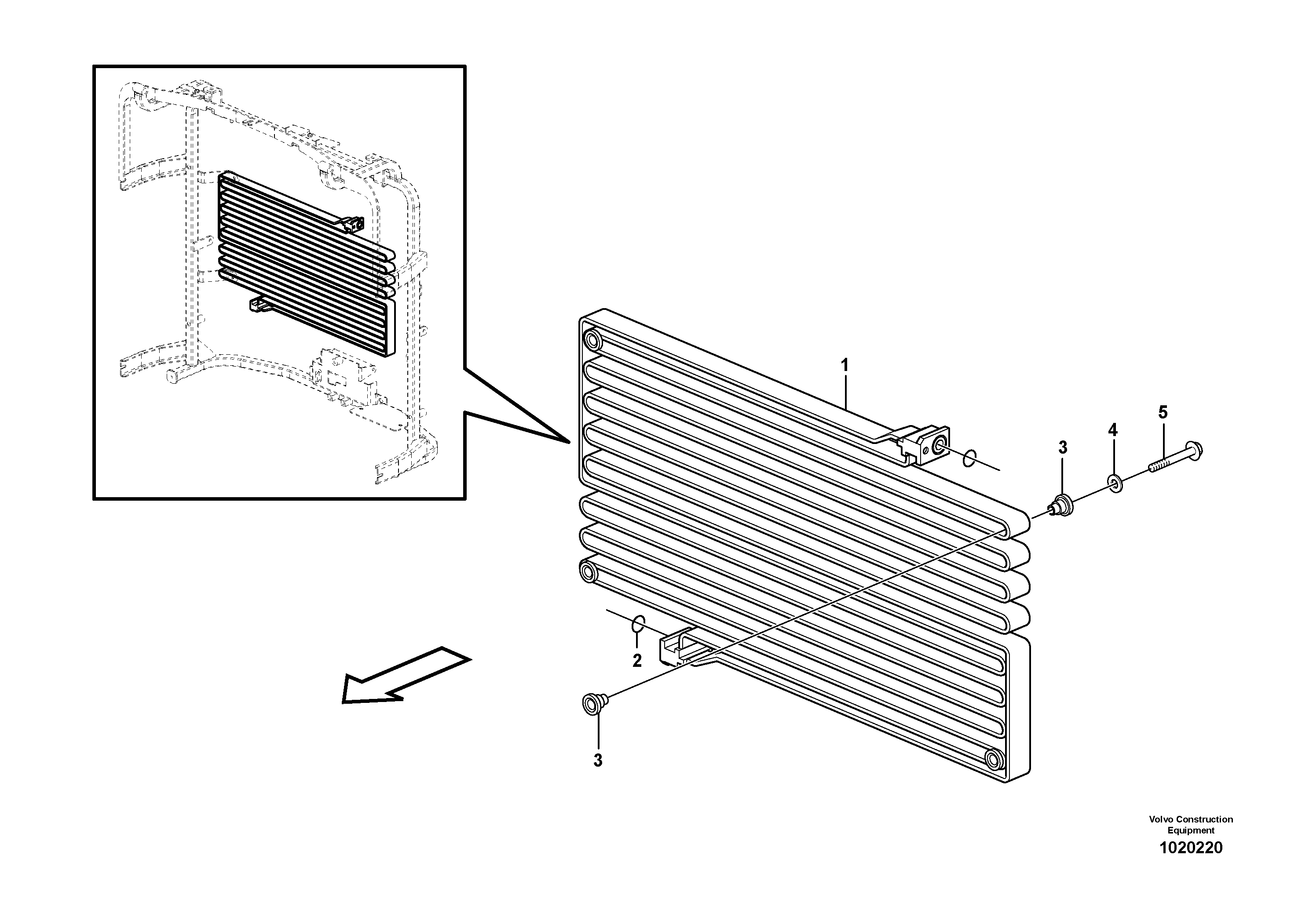 Condenser for cooling agent R134a with fitting parts. — volvo parts diagram