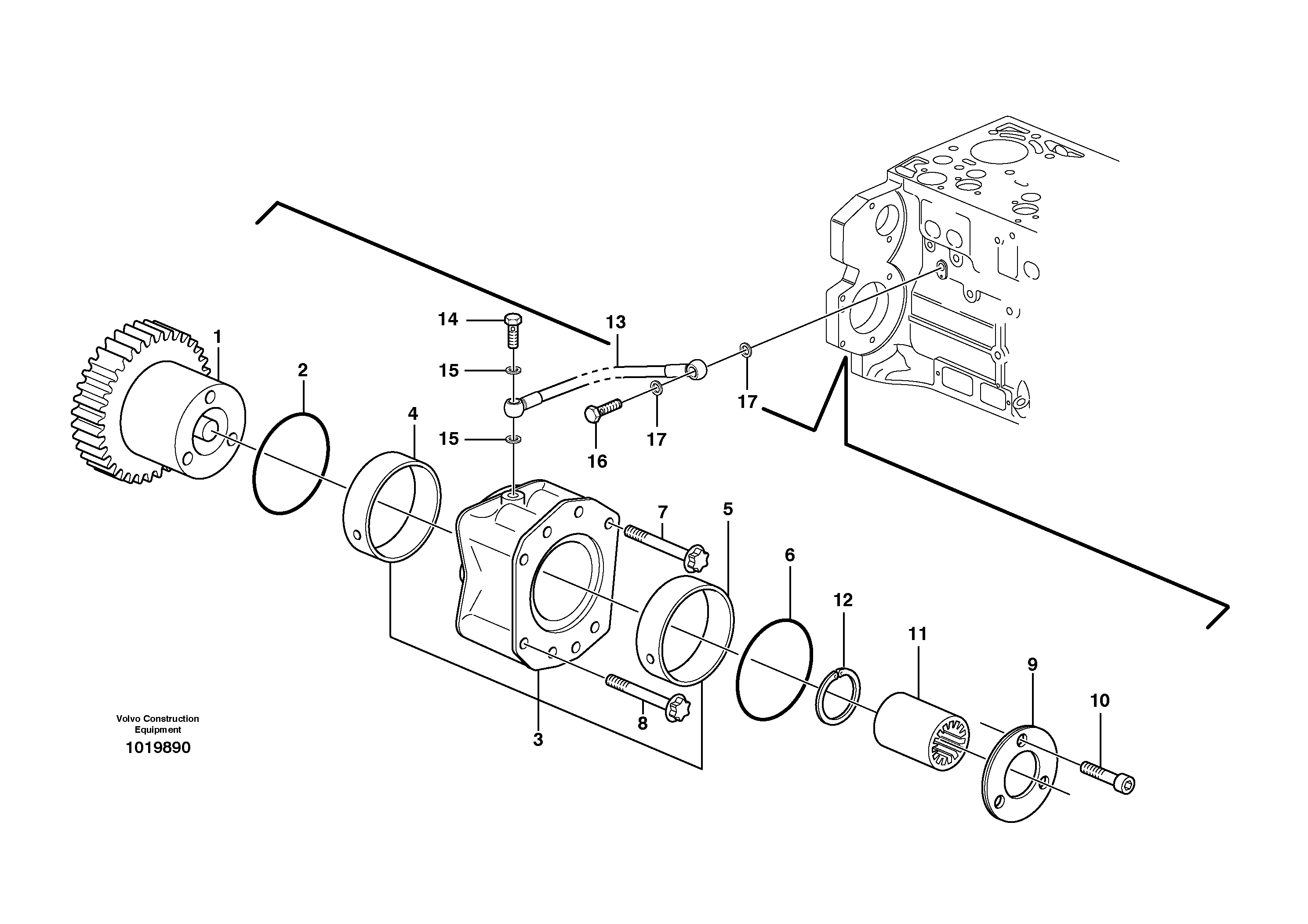 Pump drive power take-off — volvo parts diagram