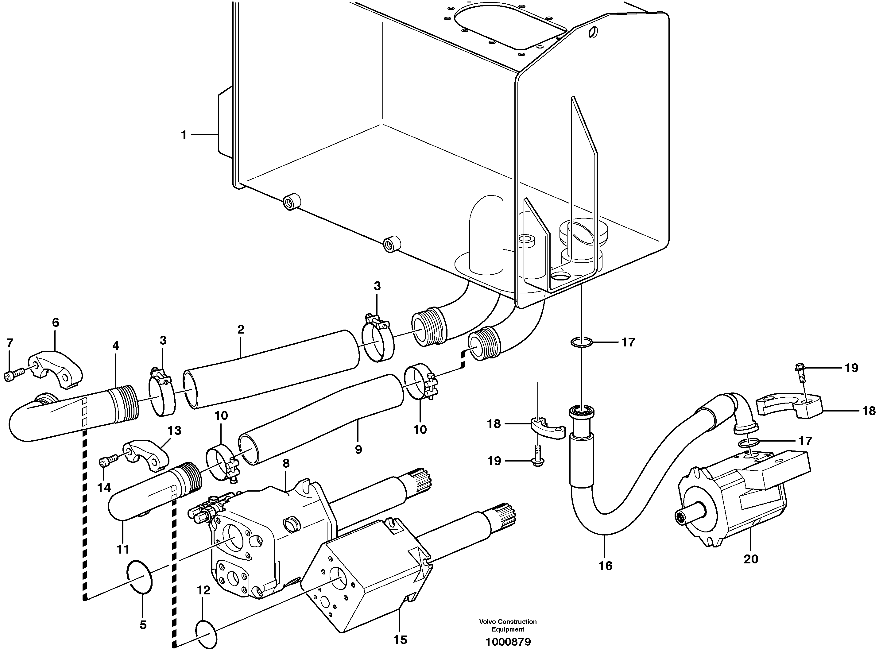 Suction line, tank - pump — volvo parts diagram