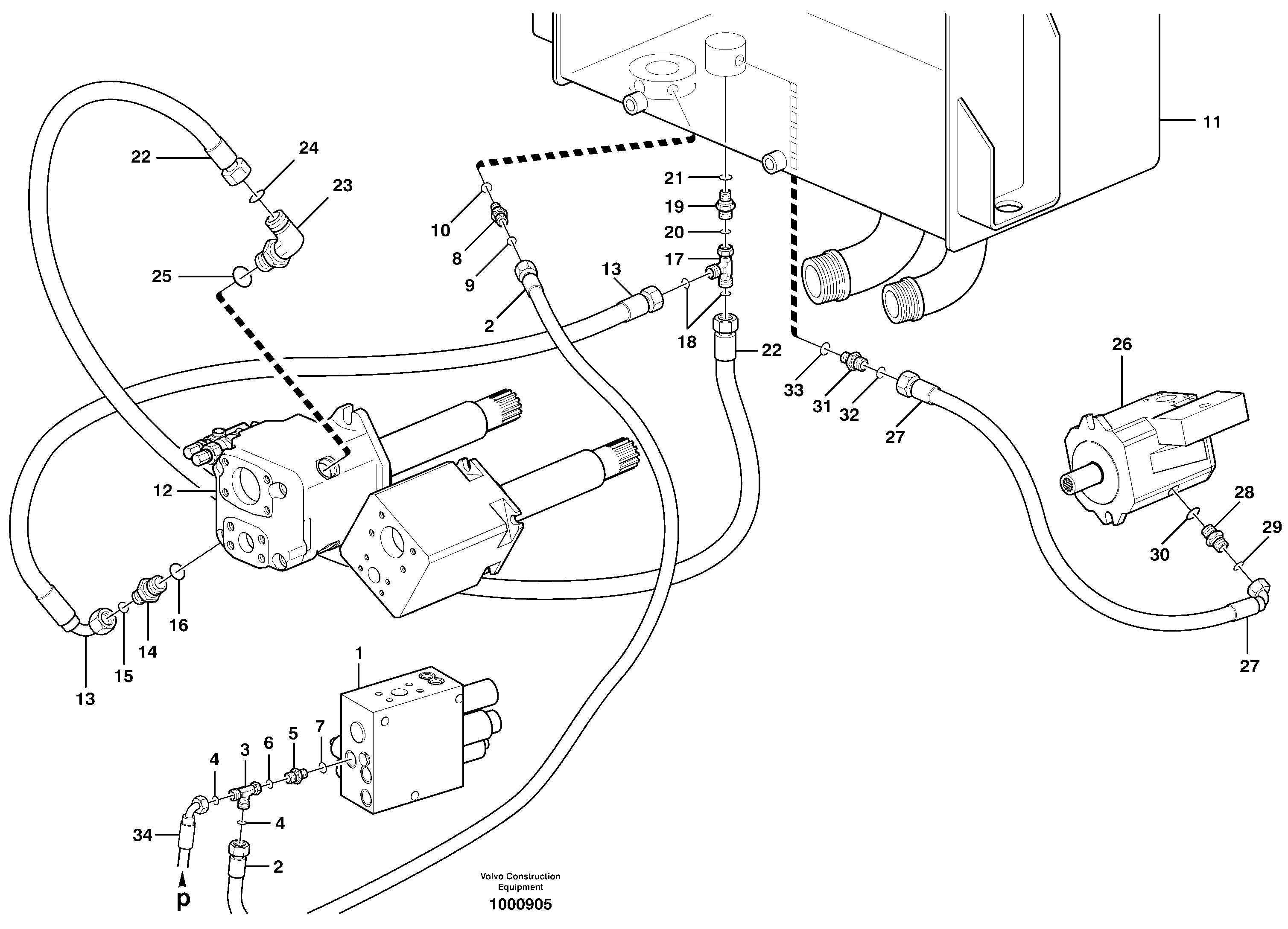 Hydraulic system, return line — volvo parts diagram