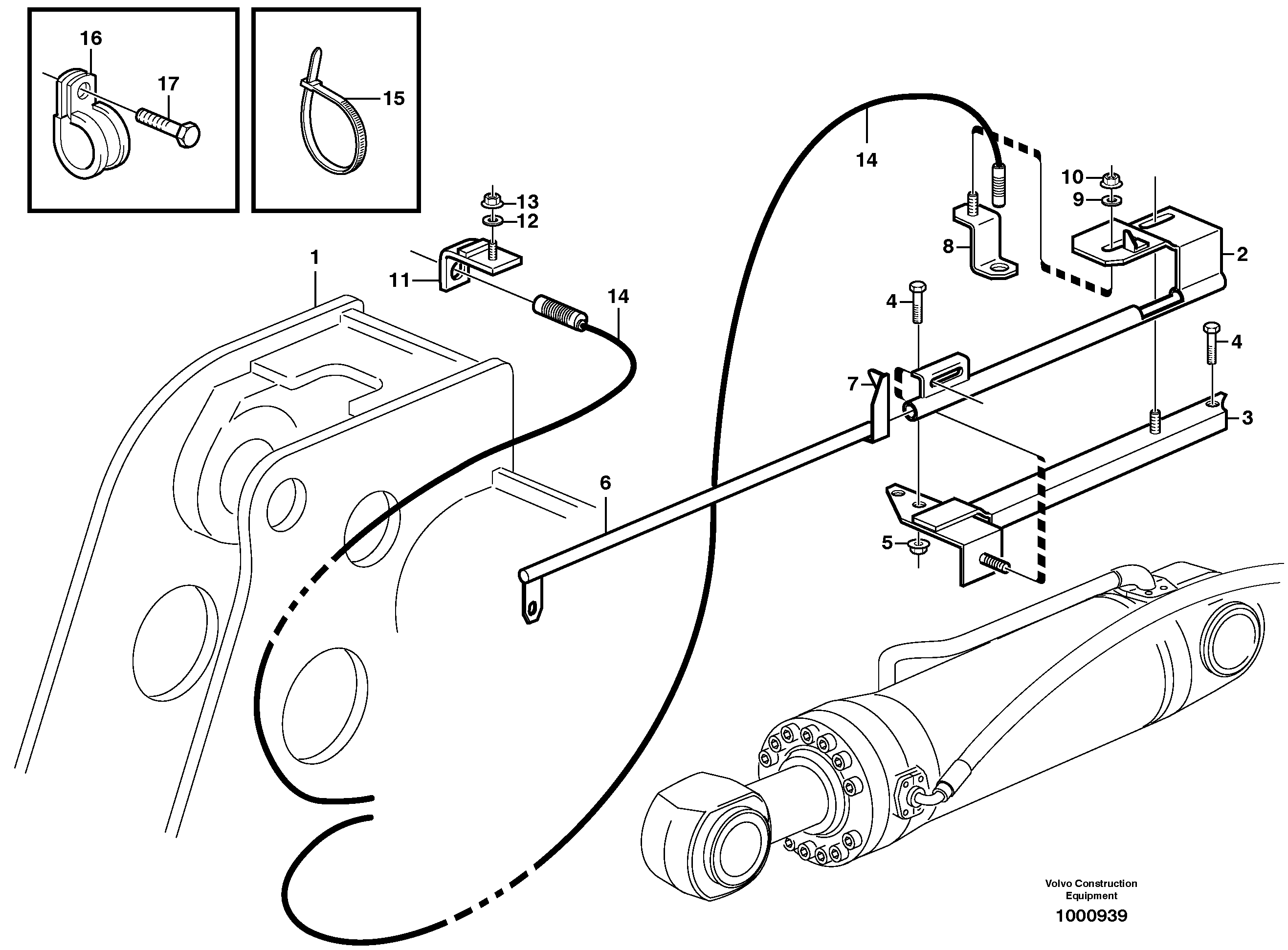 Bucket positioner and boom kickout — volvo parts diagram