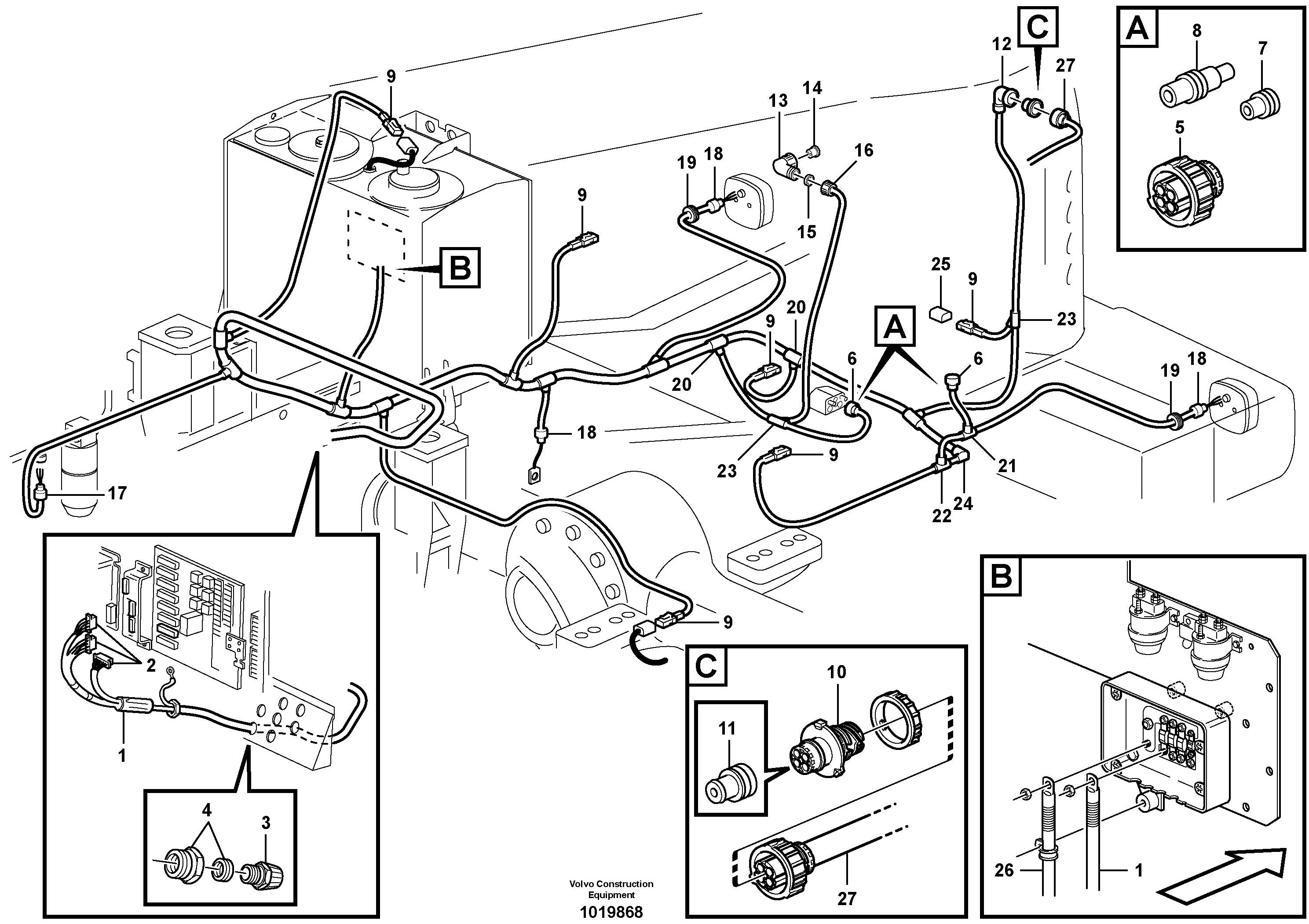 Cable harness, rear — volvo parts diagram