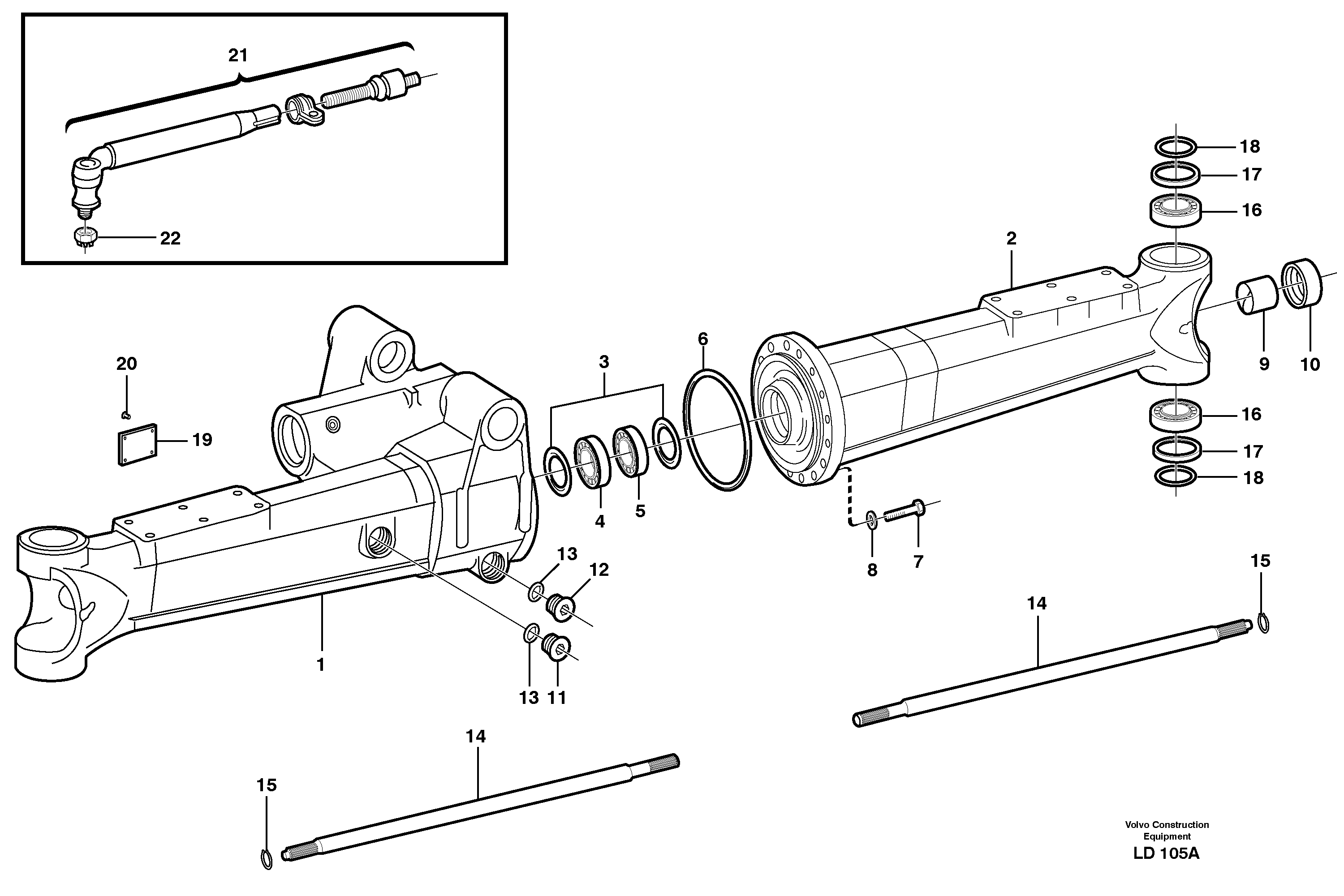 Front axle, Shaft cover — volvo parts diagram