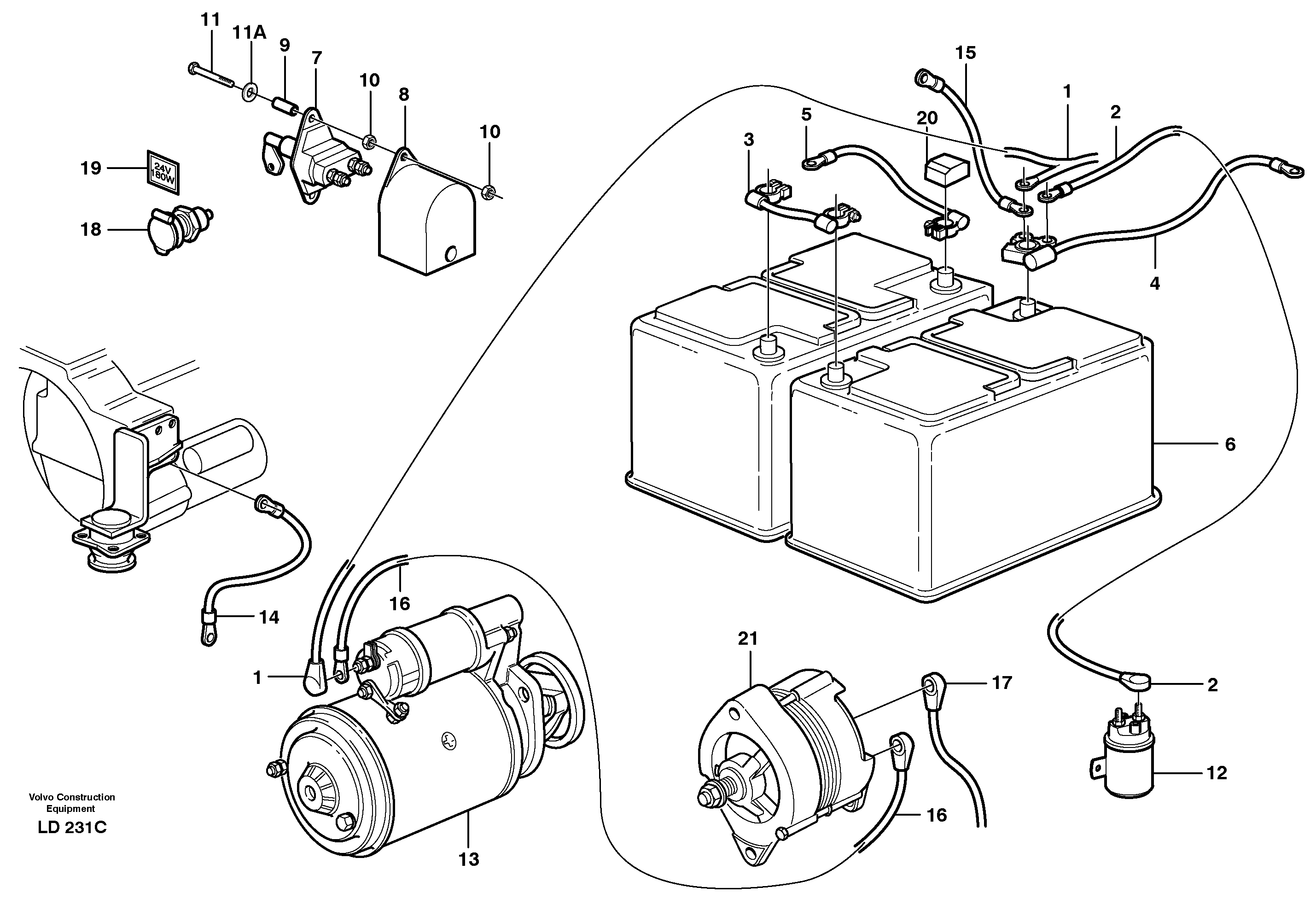 Cable harness, battery — volvo parts diagram