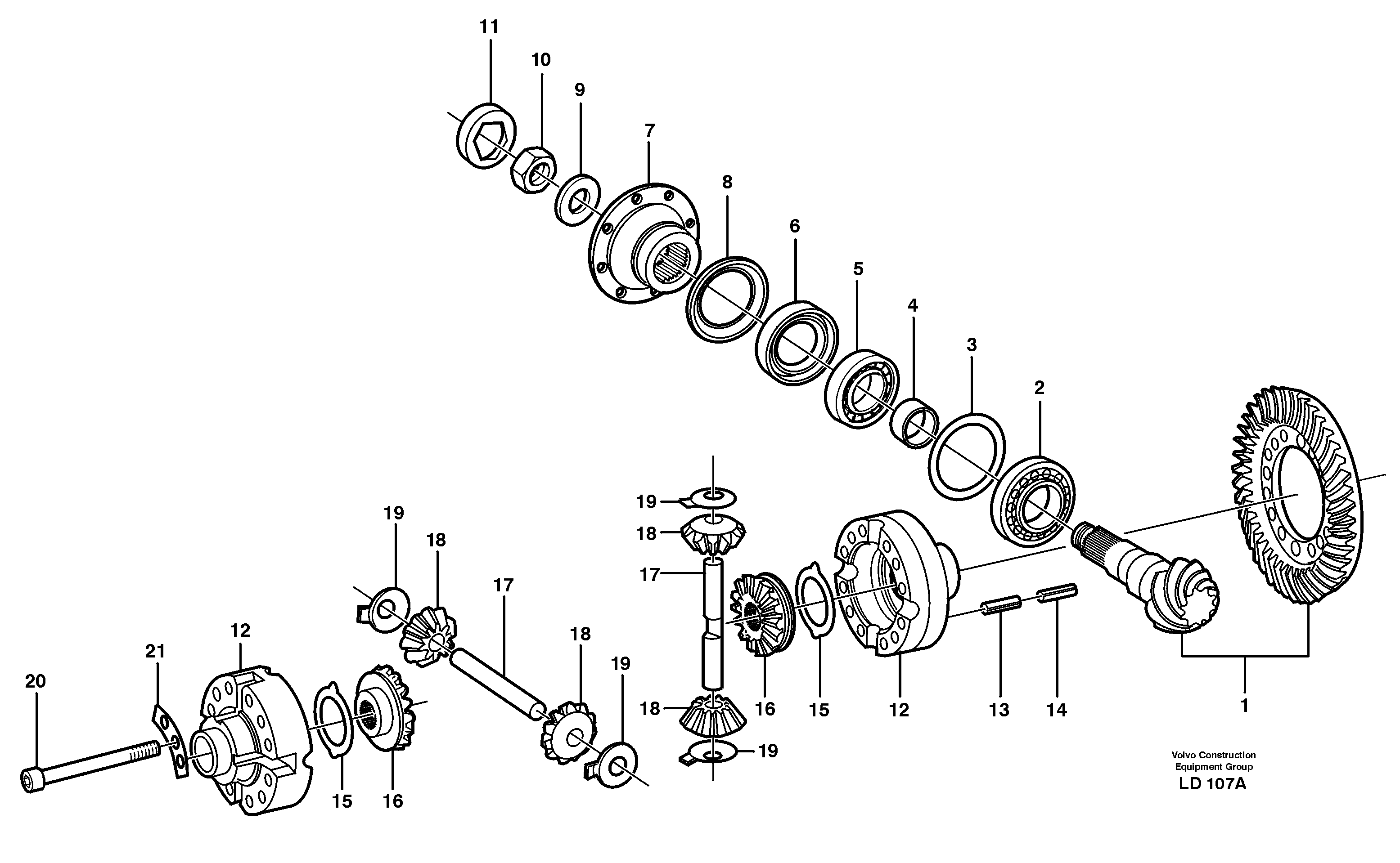 Front axle, Differential — volvo parts diagram