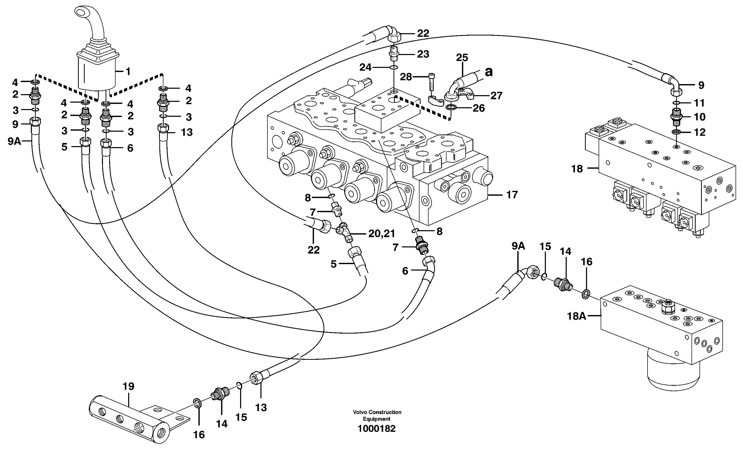 Servo hydraulics, dipper arm — volvo parts diagram