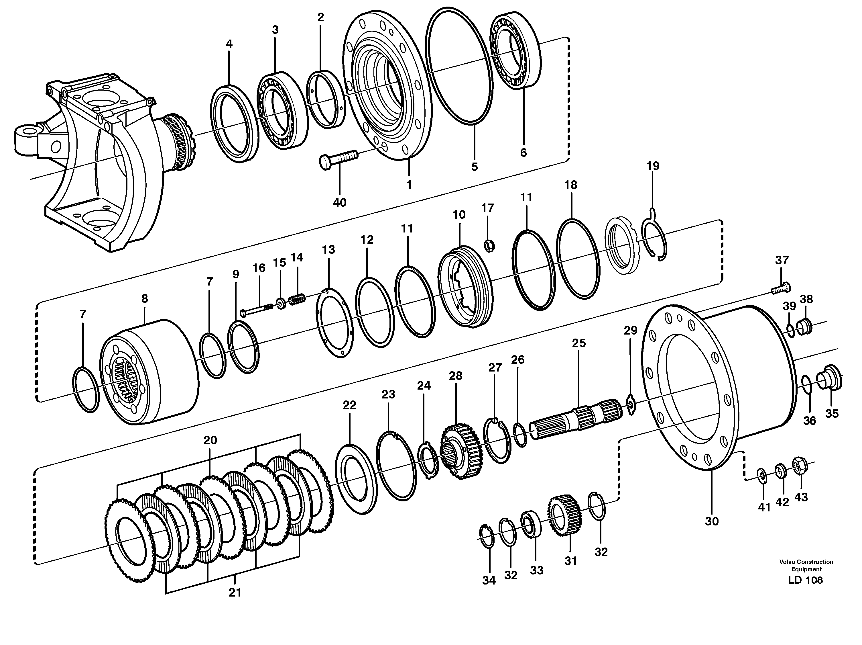 Front axle, Hub reduction — volvo parts diagram