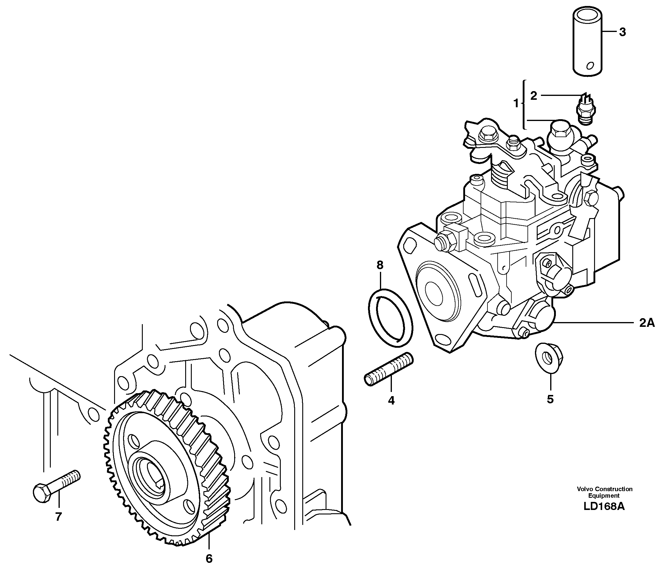 Injection pump with drive — volvo parts diagram