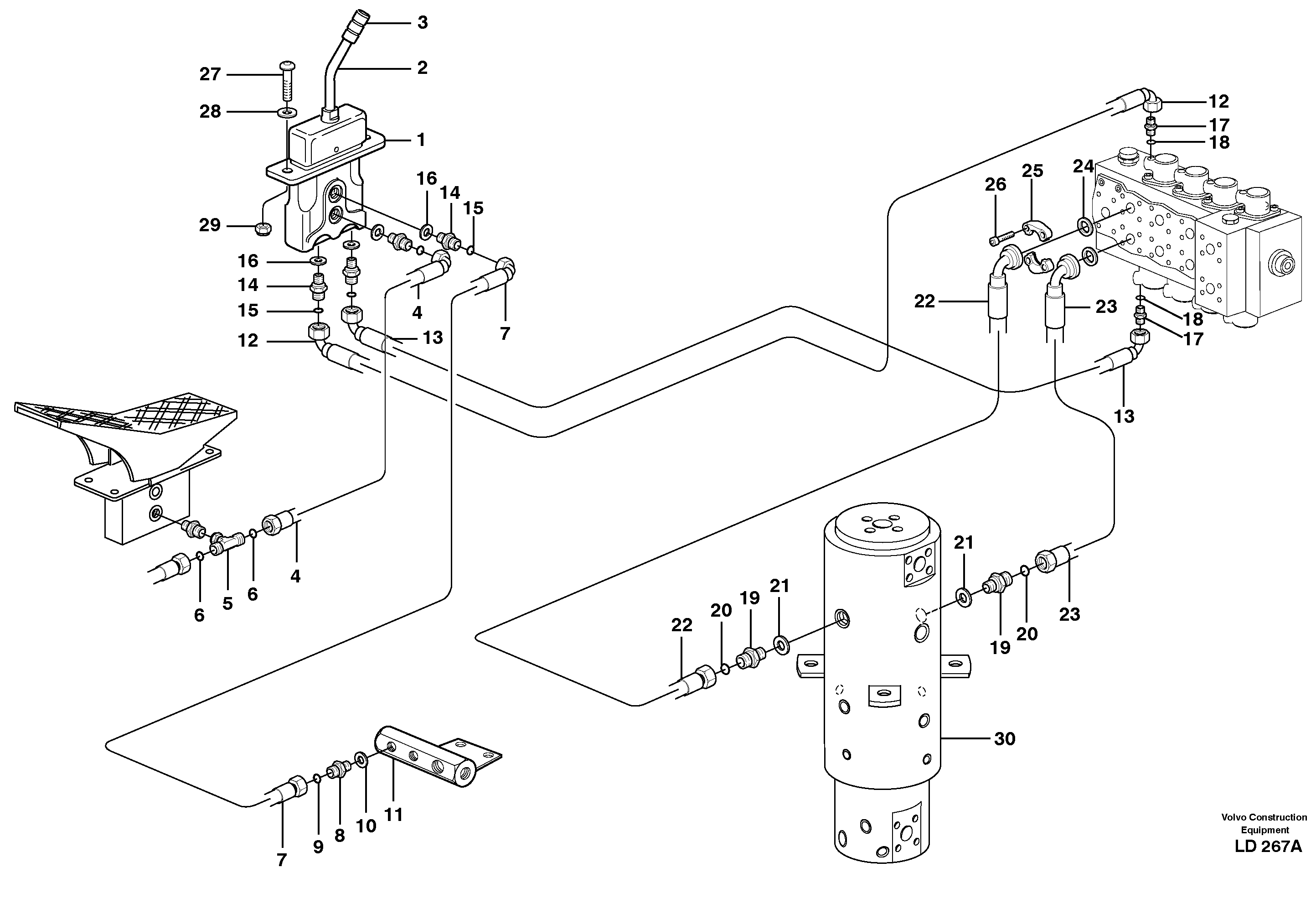 Hydraulic system for dozer blade, upper section  14302778 — volvo parts diagram