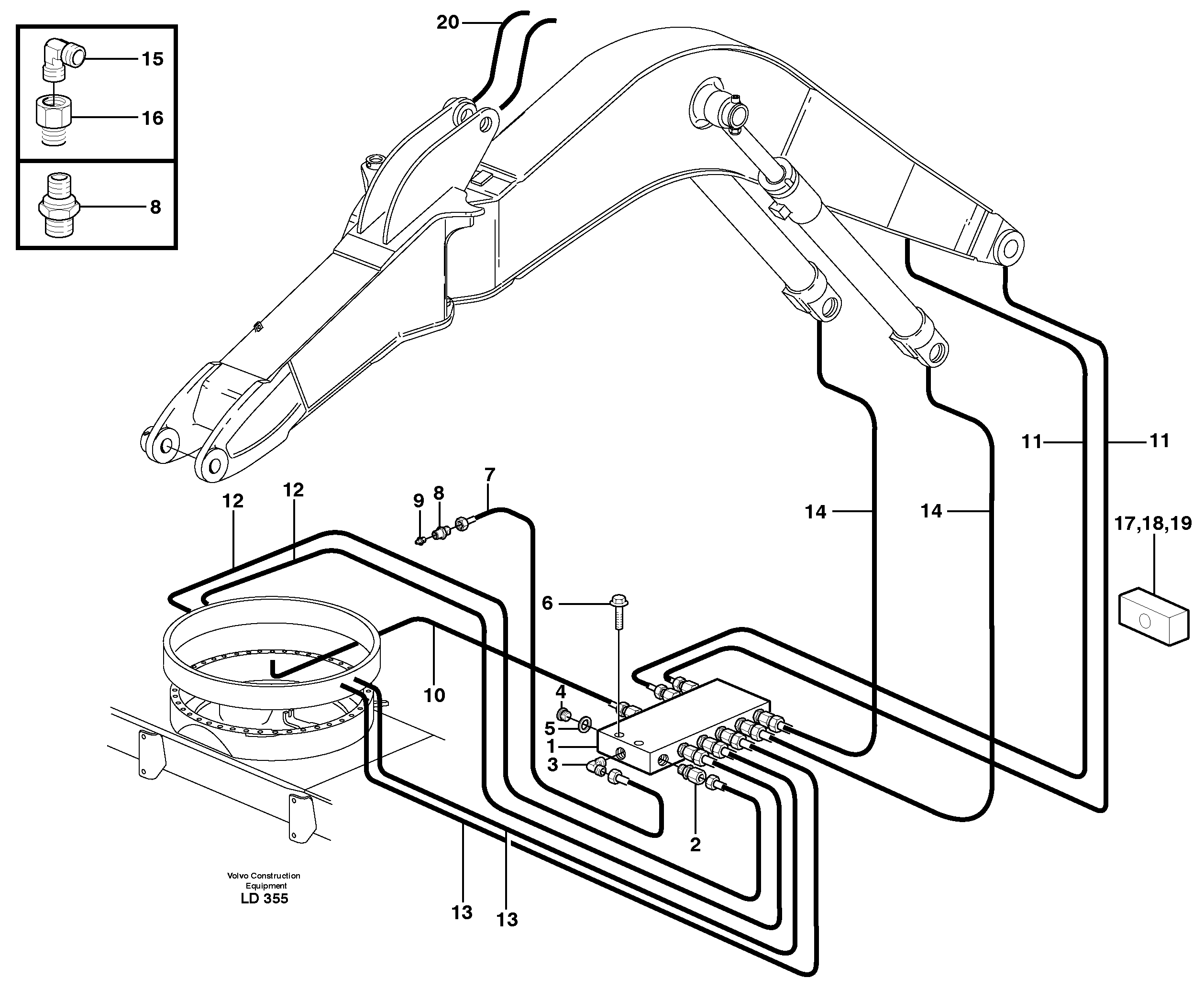 Central lubrication, slewing, offset  14302829, 4,7M — volvo parts diagram