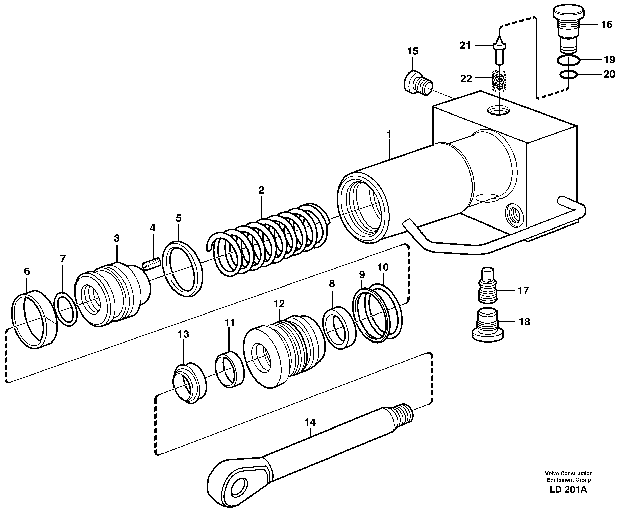 Hydraulic cylinder, quick attachment  14302916 — volvo parts diagram