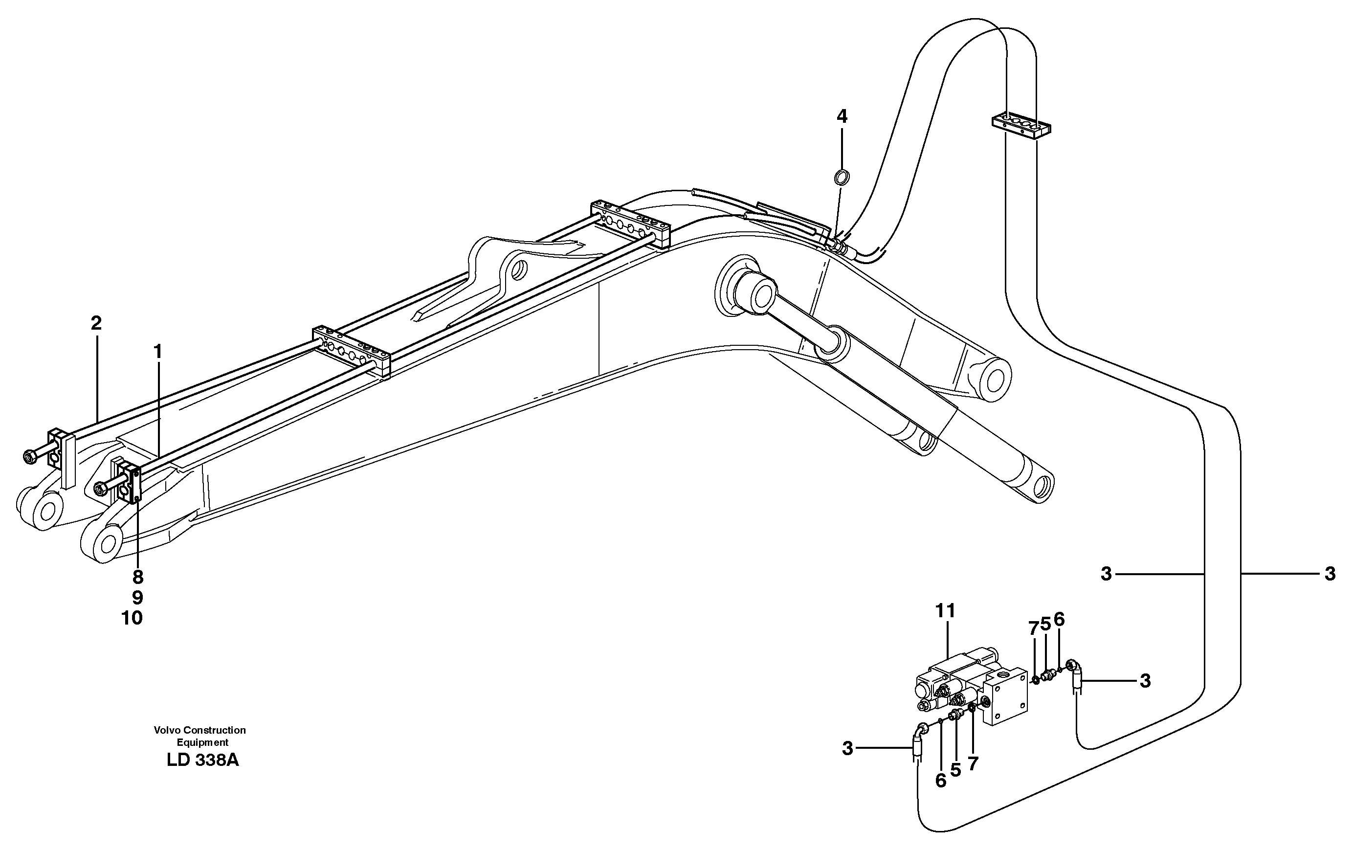 Hydr. equipm. on monoboom, X3  14303050 — volvo parts diagram