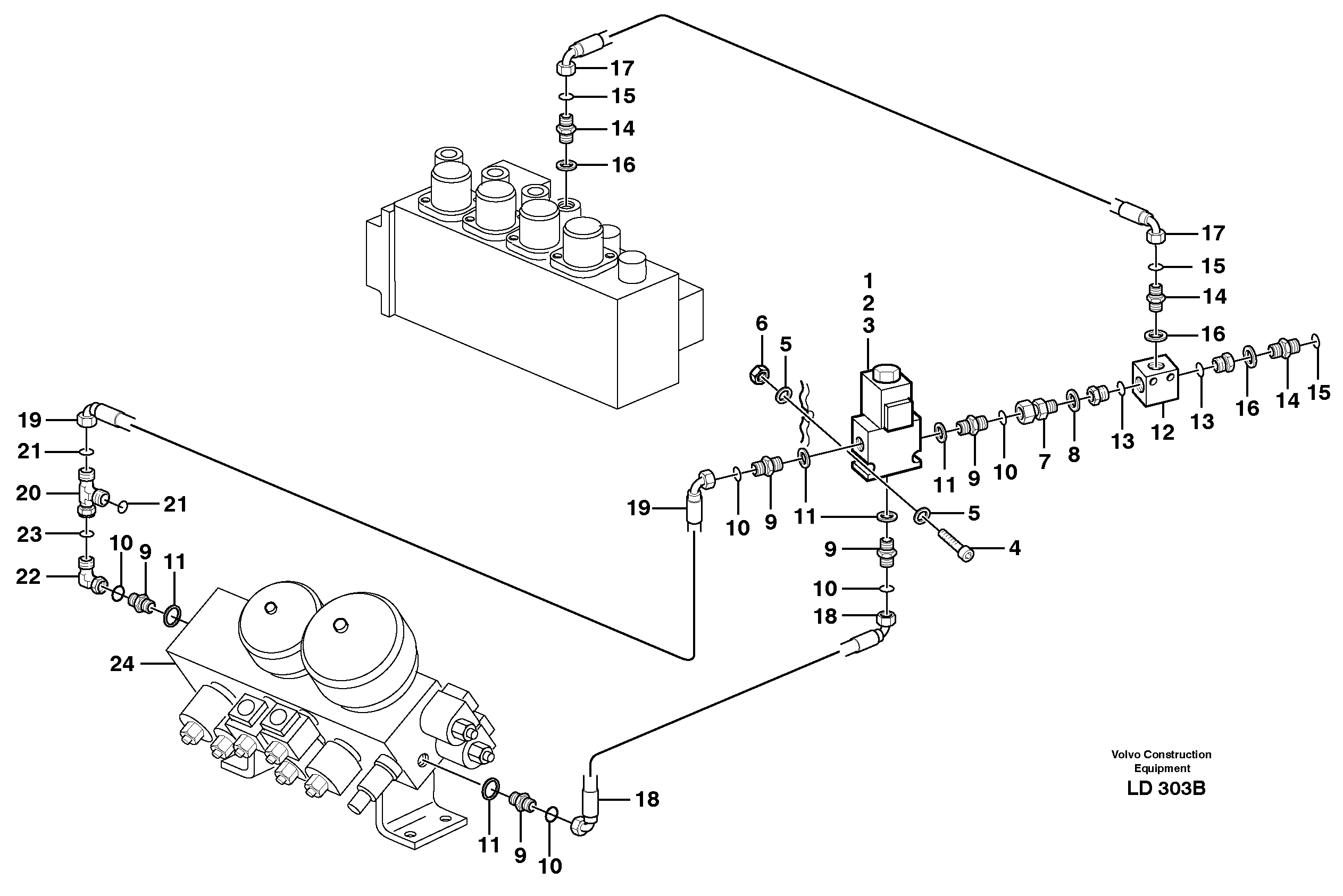 Hammer control, operating valve  14303060 — volvo parts diagram