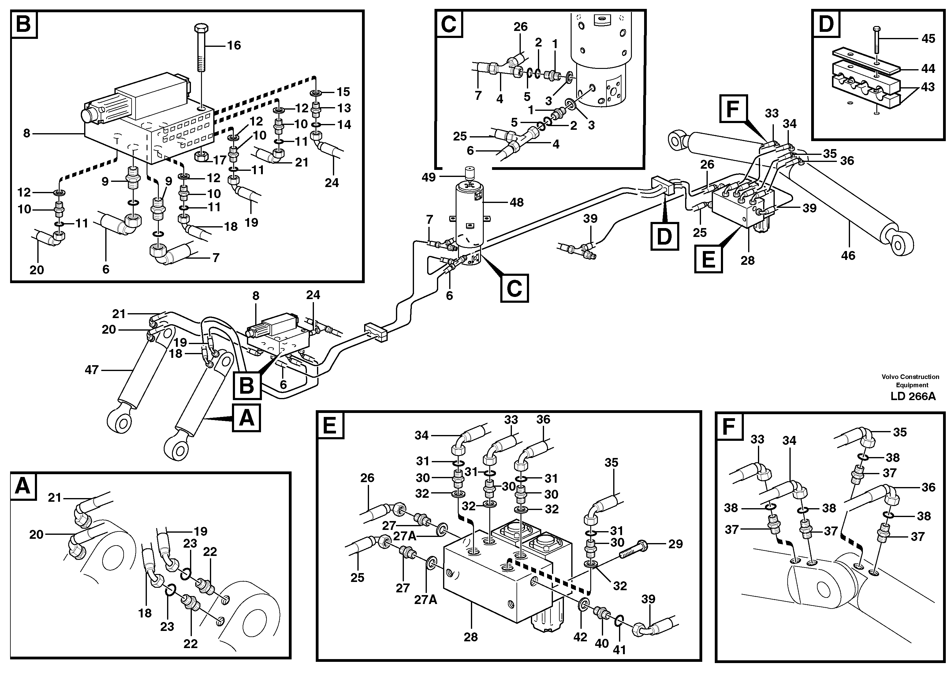 Hydraulic system for dozer blade/support undercarriage  14302778 — volvo parts diagram
