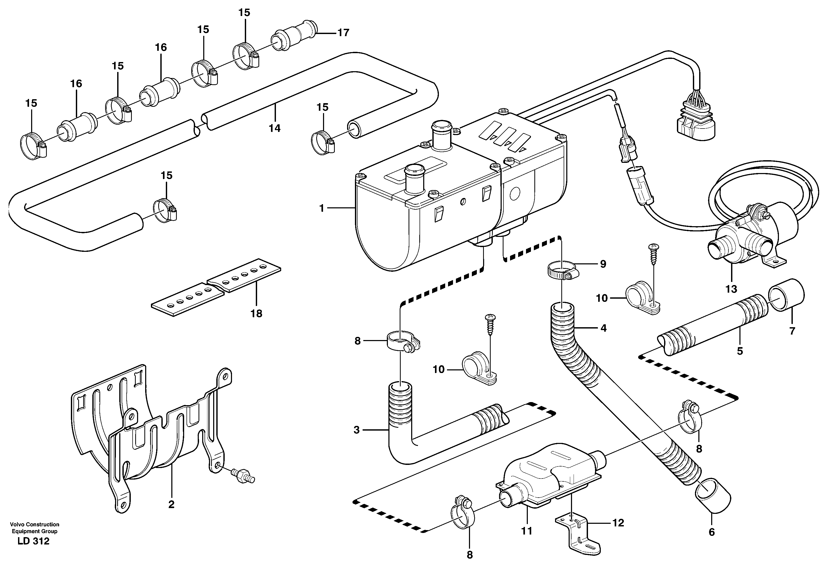 Heater, diesel exhaust system  14302818 — volvo parts diagram