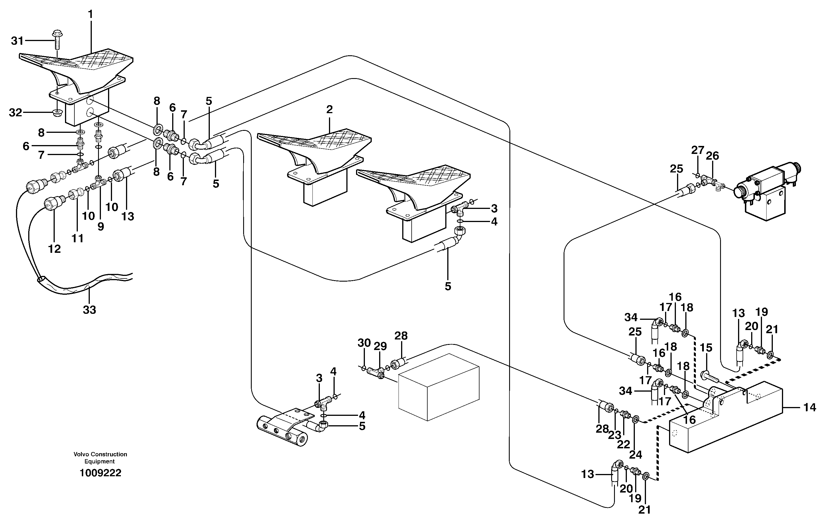 Servo hydraulics, hammer control, offset, special version  14225046 — volvo parts diagram