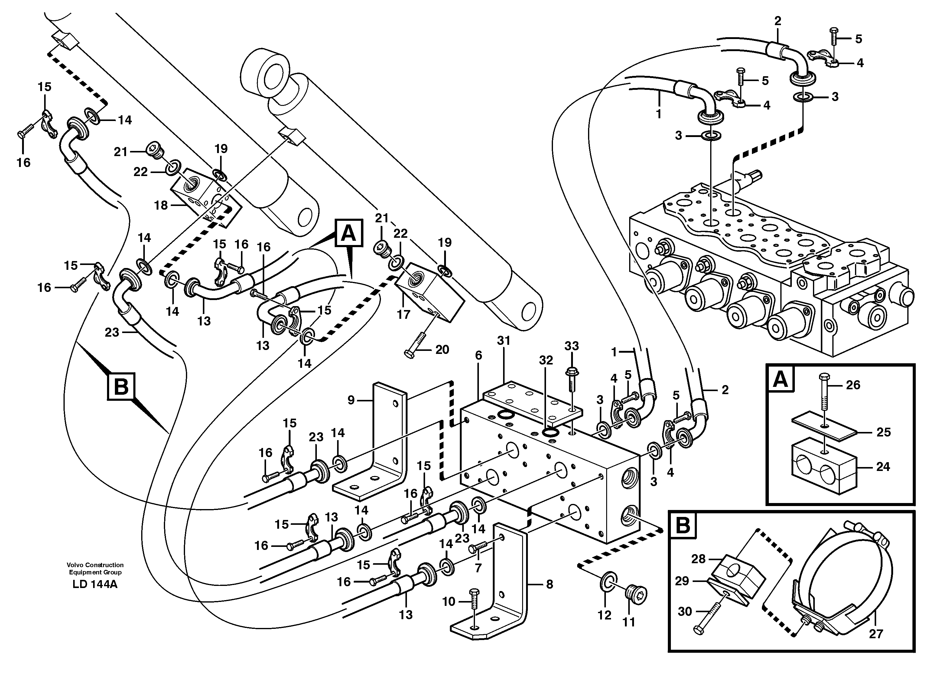 Hydraulic system, boom — volvo parts diagram