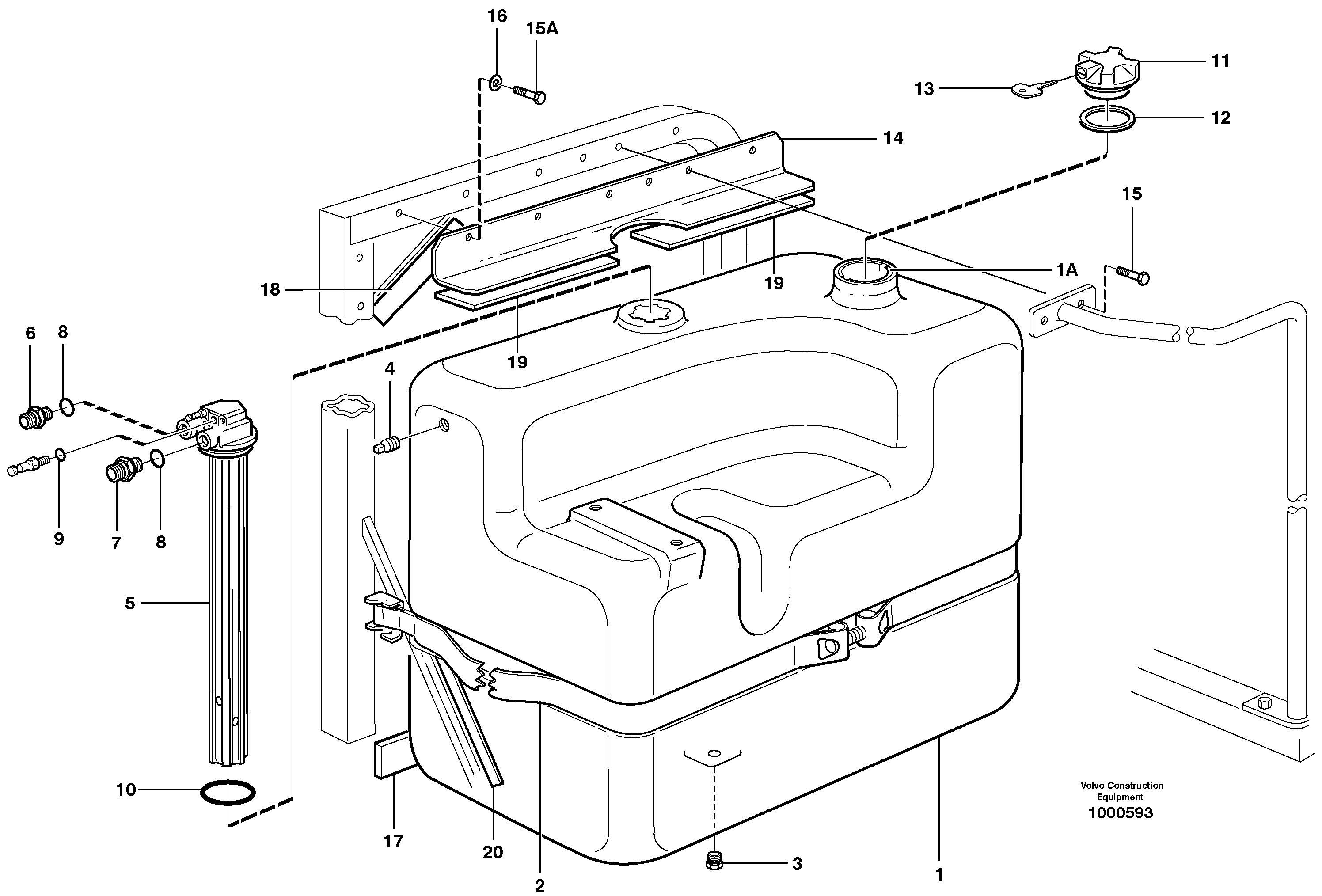 Fuel tank with fitting parts — volvo parts diagram
