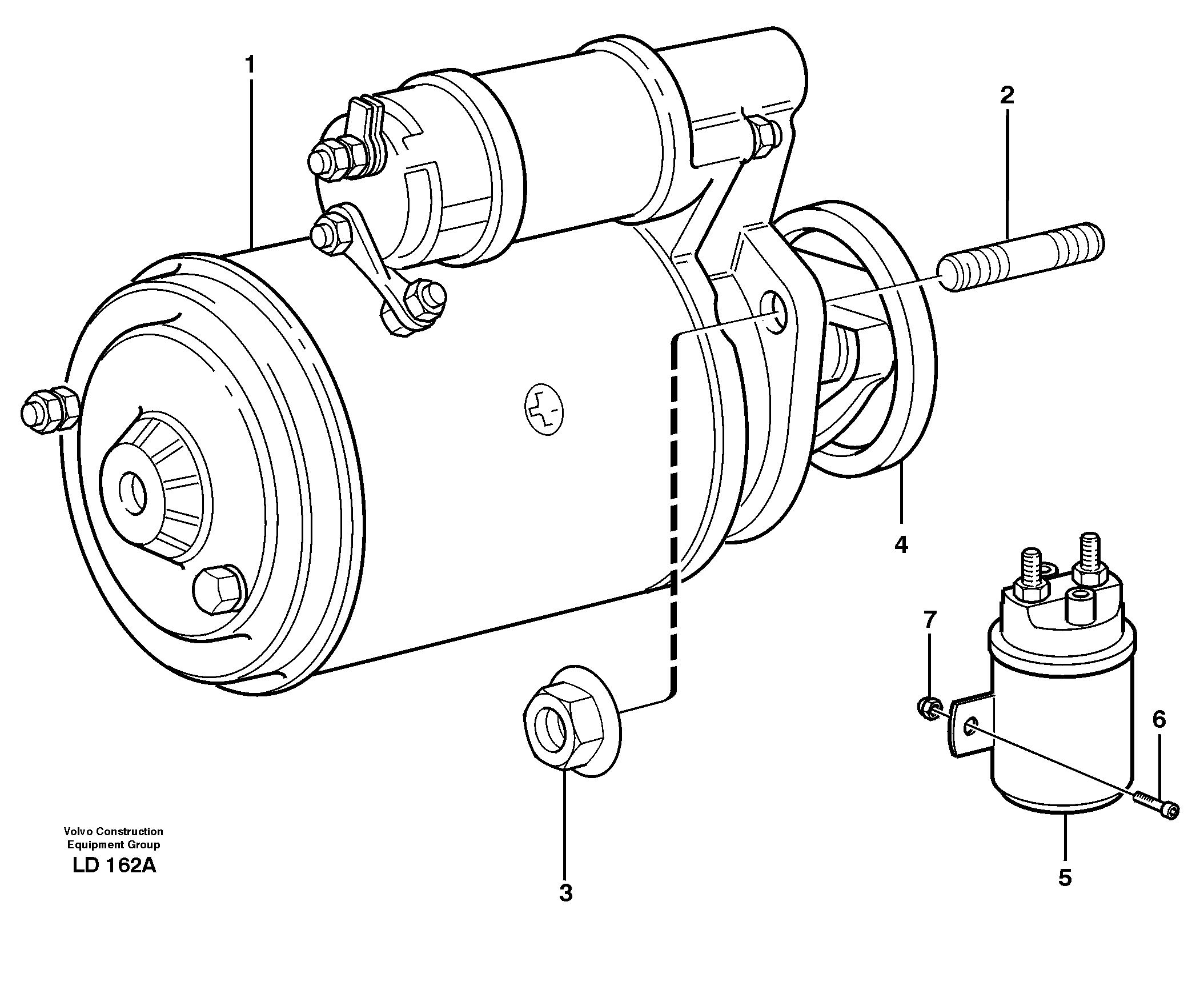 Starter motor with assembling details — volvo parts diagram