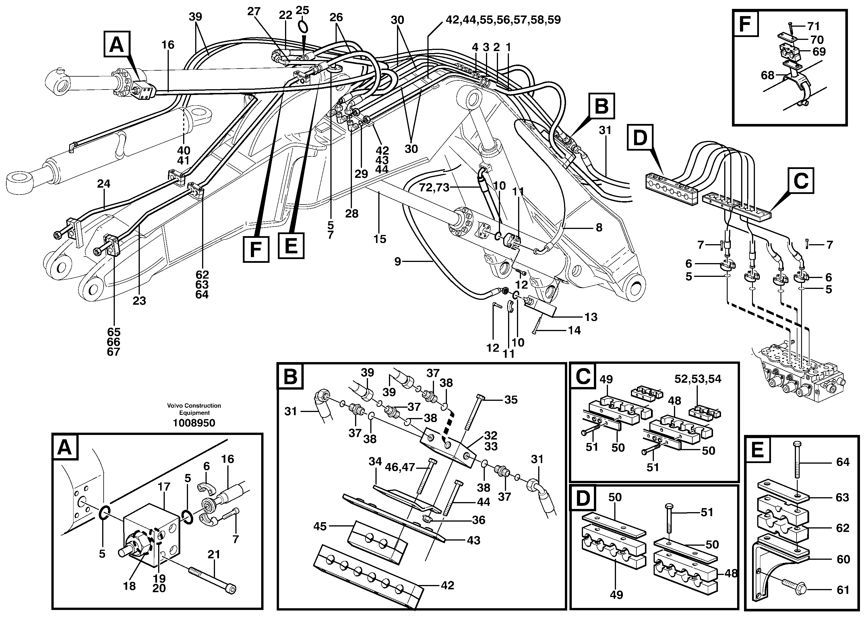 Hammer hydr. hammer control, offset, special  14225046 — volvo parts diagram