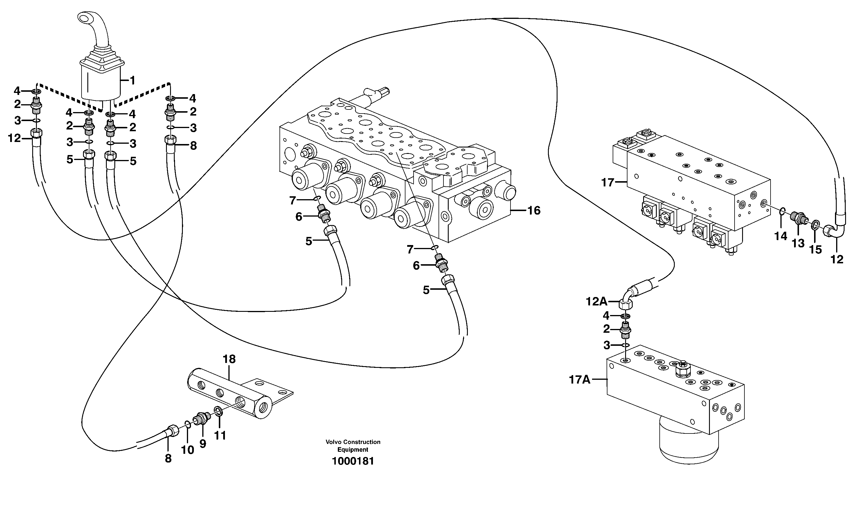 Servo hydraulics, mono boom — volvo parts diagram