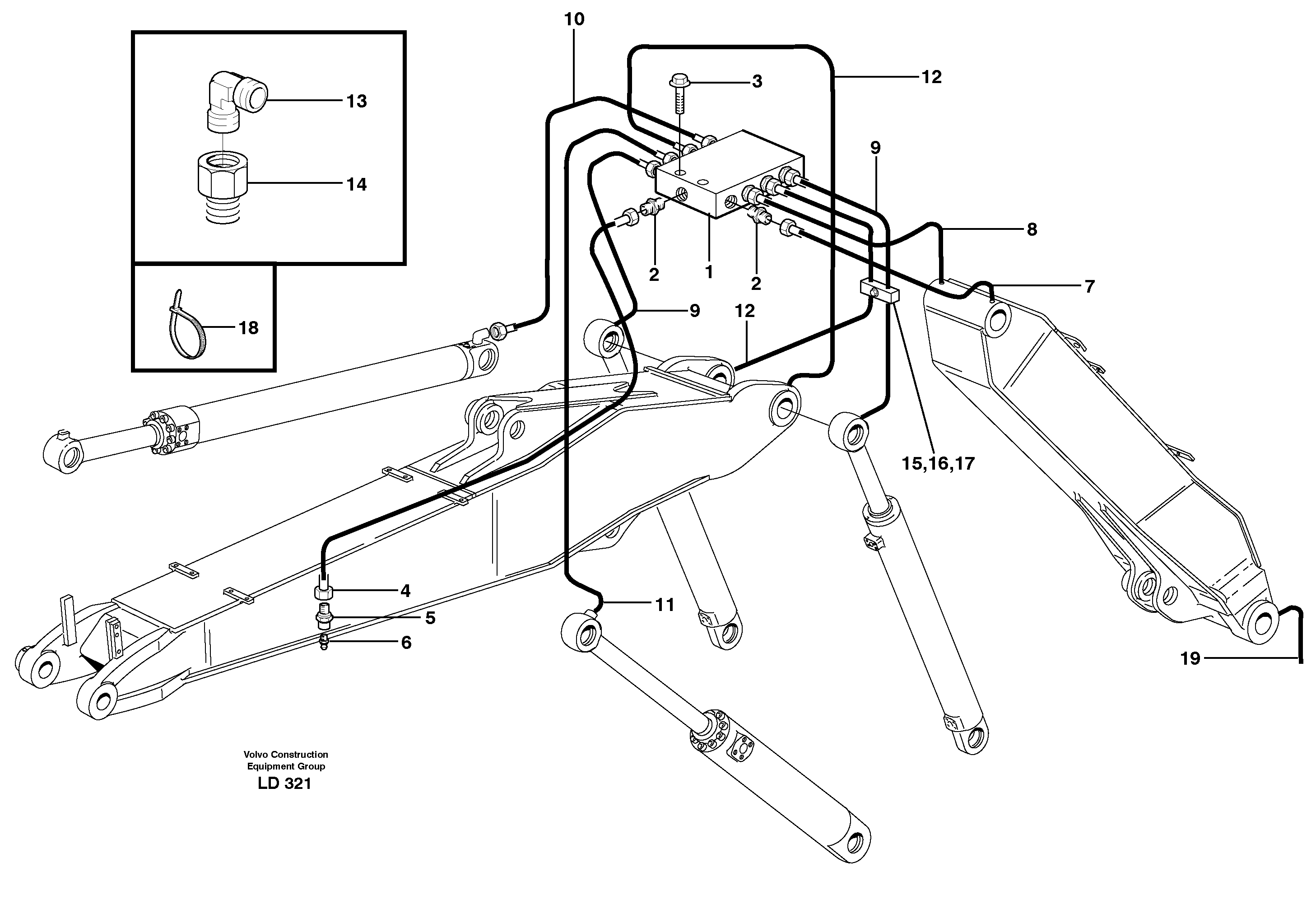 Central lubrication, adjustable boom  14302828. 5,1M — volvo parts diagram