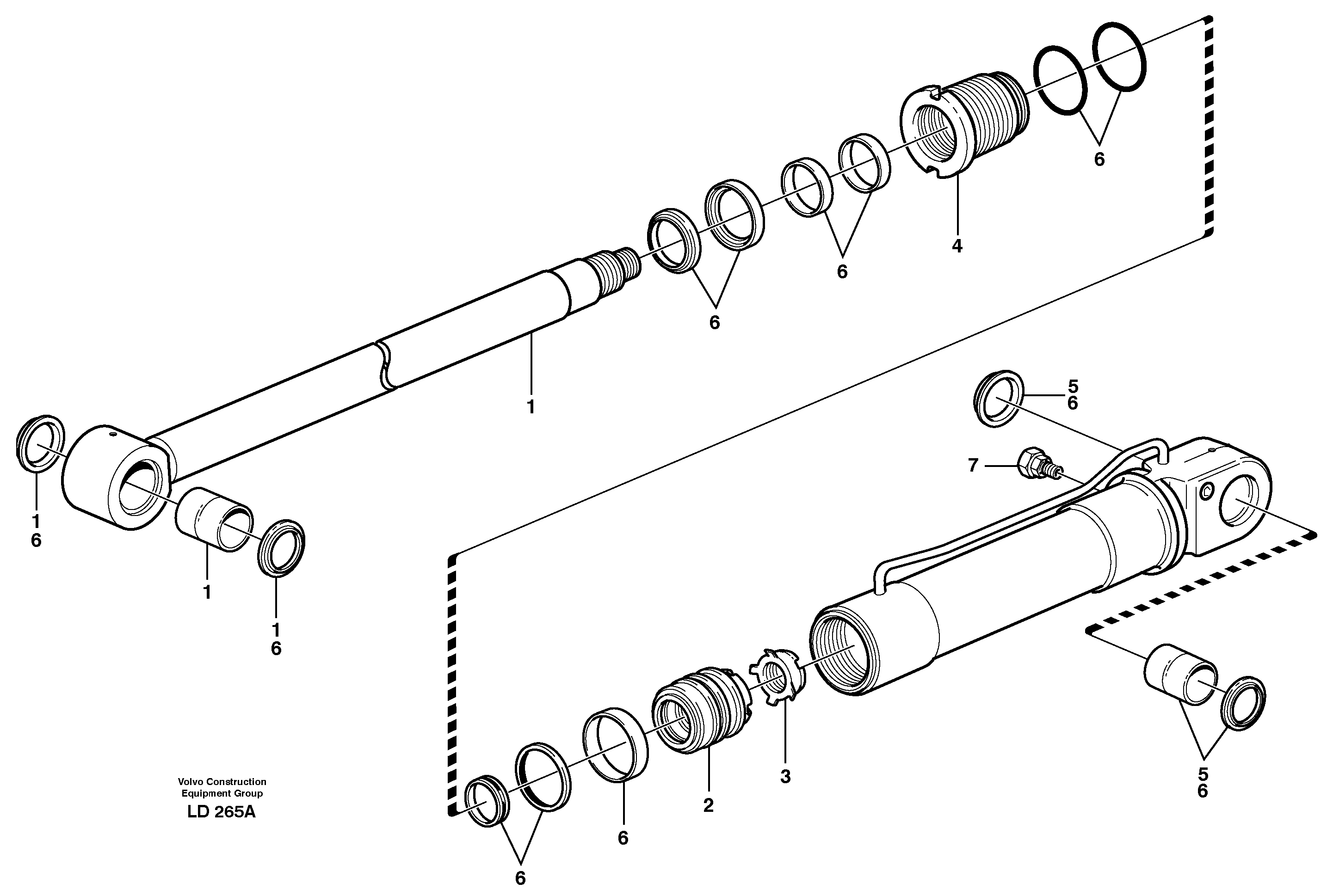 Hydraulic cylinder, stabilisor  14302778, 14302779 — volvo parts diagram