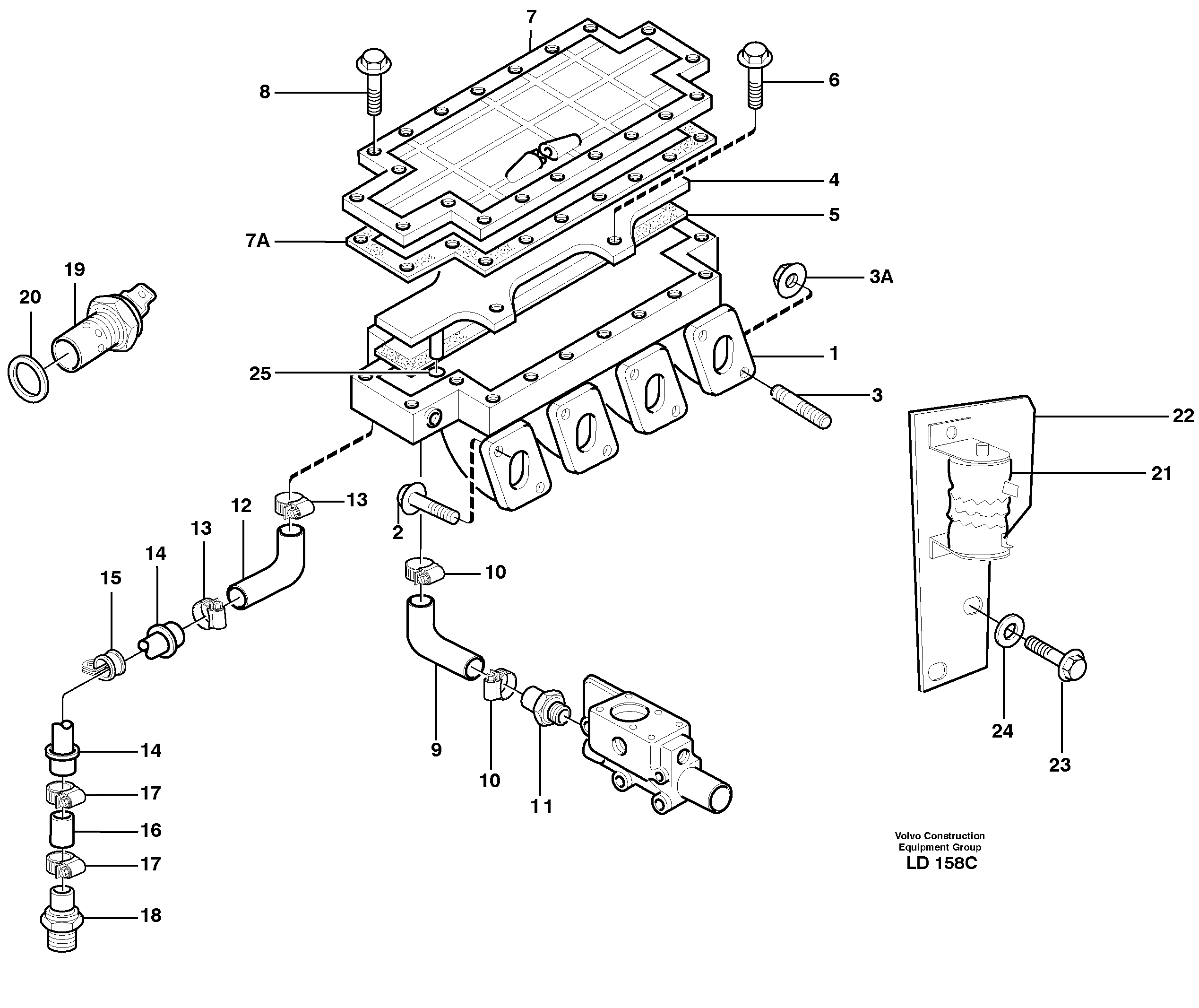 Induction manifold with fitting parts — volvo parts diagram